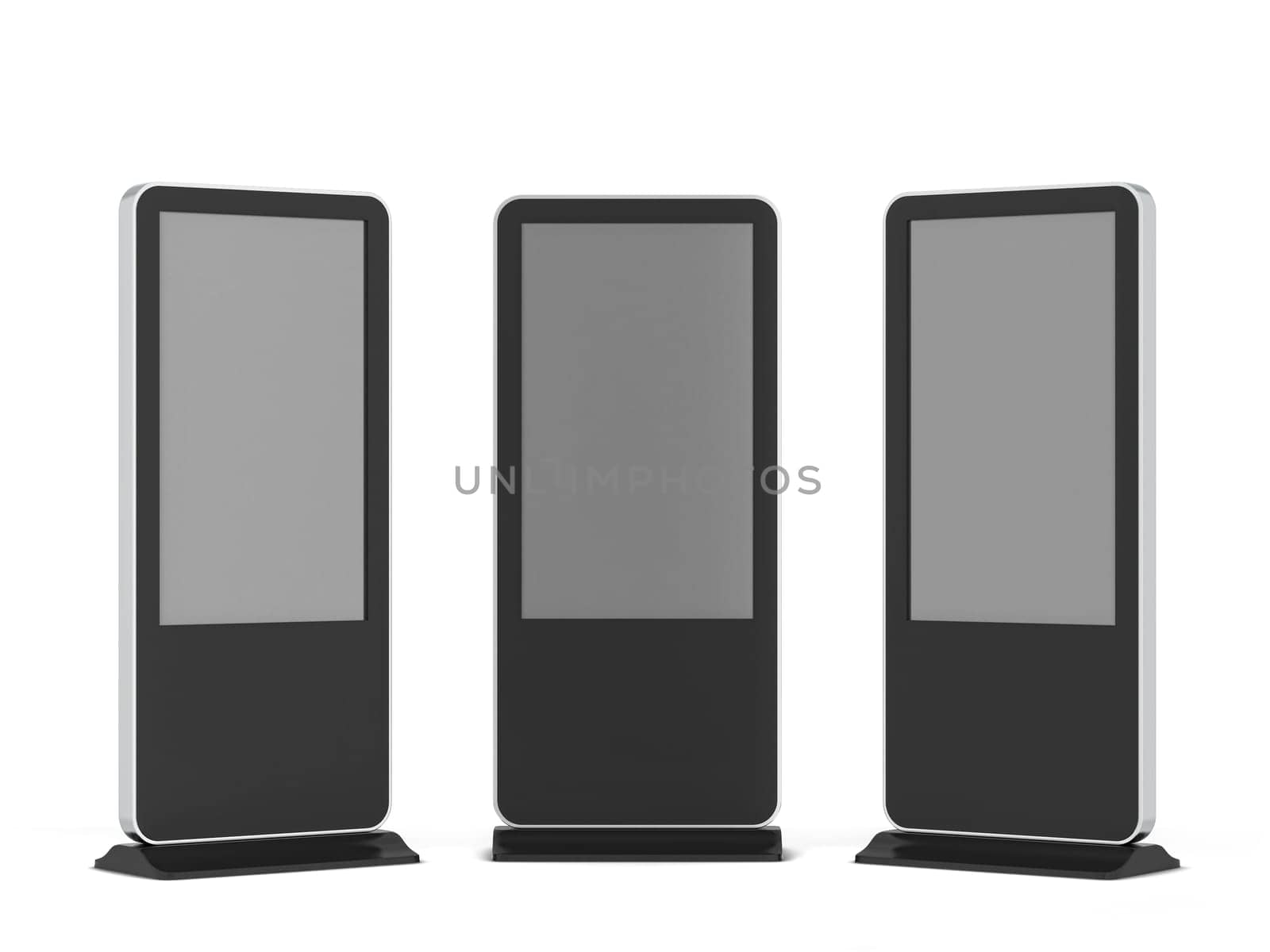 Digital screen display stand. 3d illustration isolated on white background