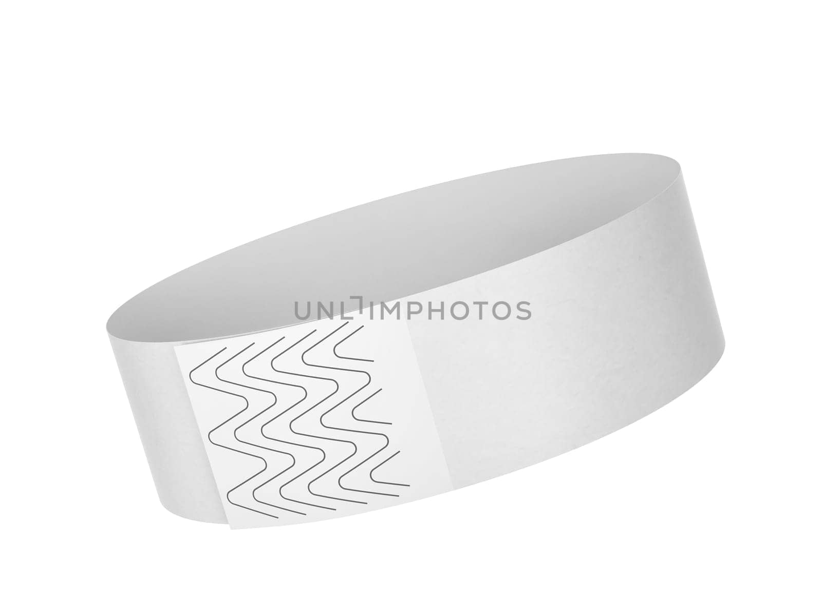 Blank paper event bracelet. 3d illustration isolated on white background