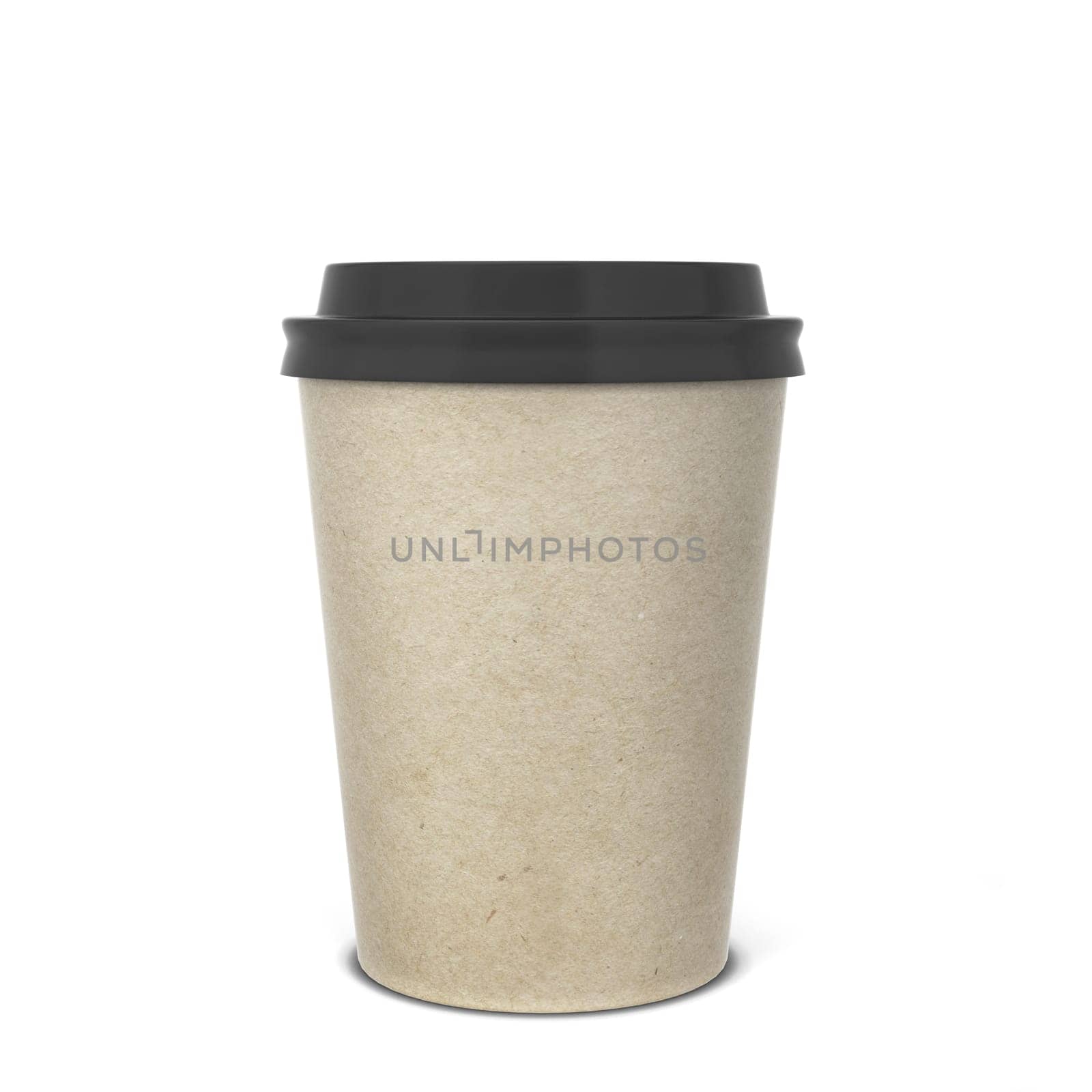 Blank paper coffee cup mock up. 3d illustration isolated on white background
