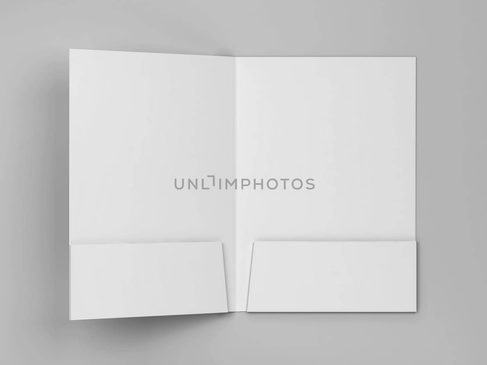 Blank paper folder mockup. 3d illustration on gray background