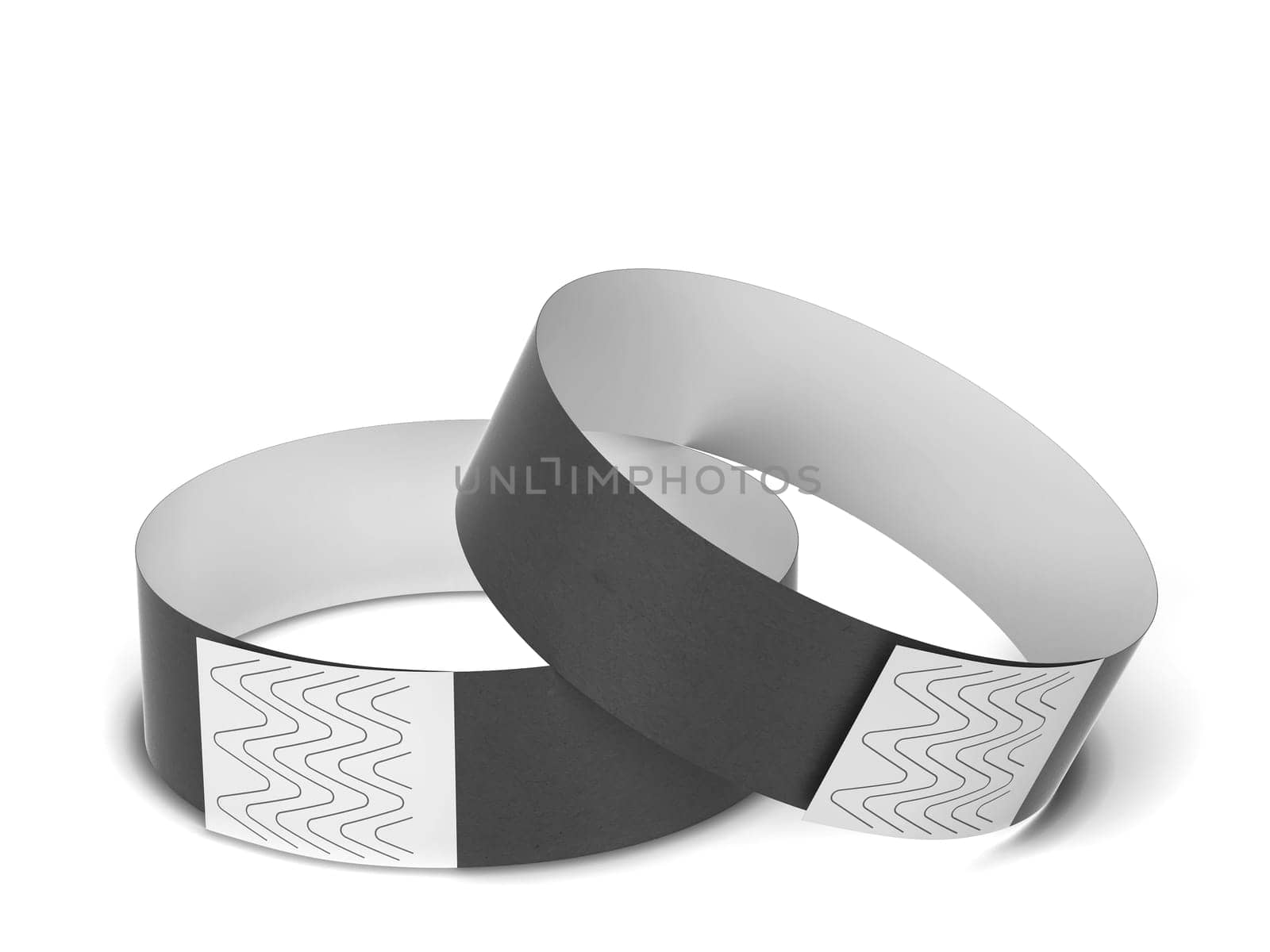 Blank paper event bracelet. 3d illustration isolated on white background