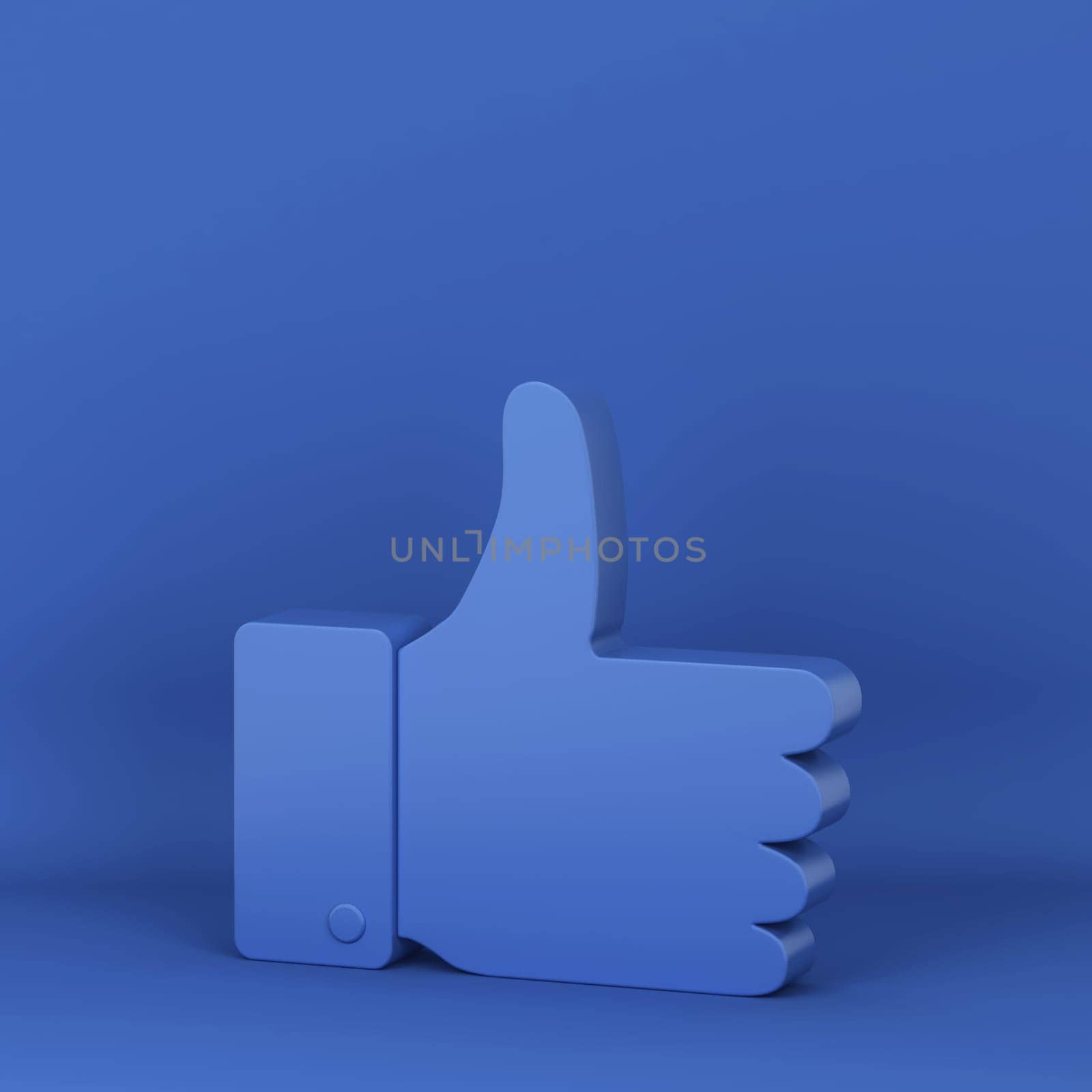Like thumb up symbol. 3d illustration on blue background