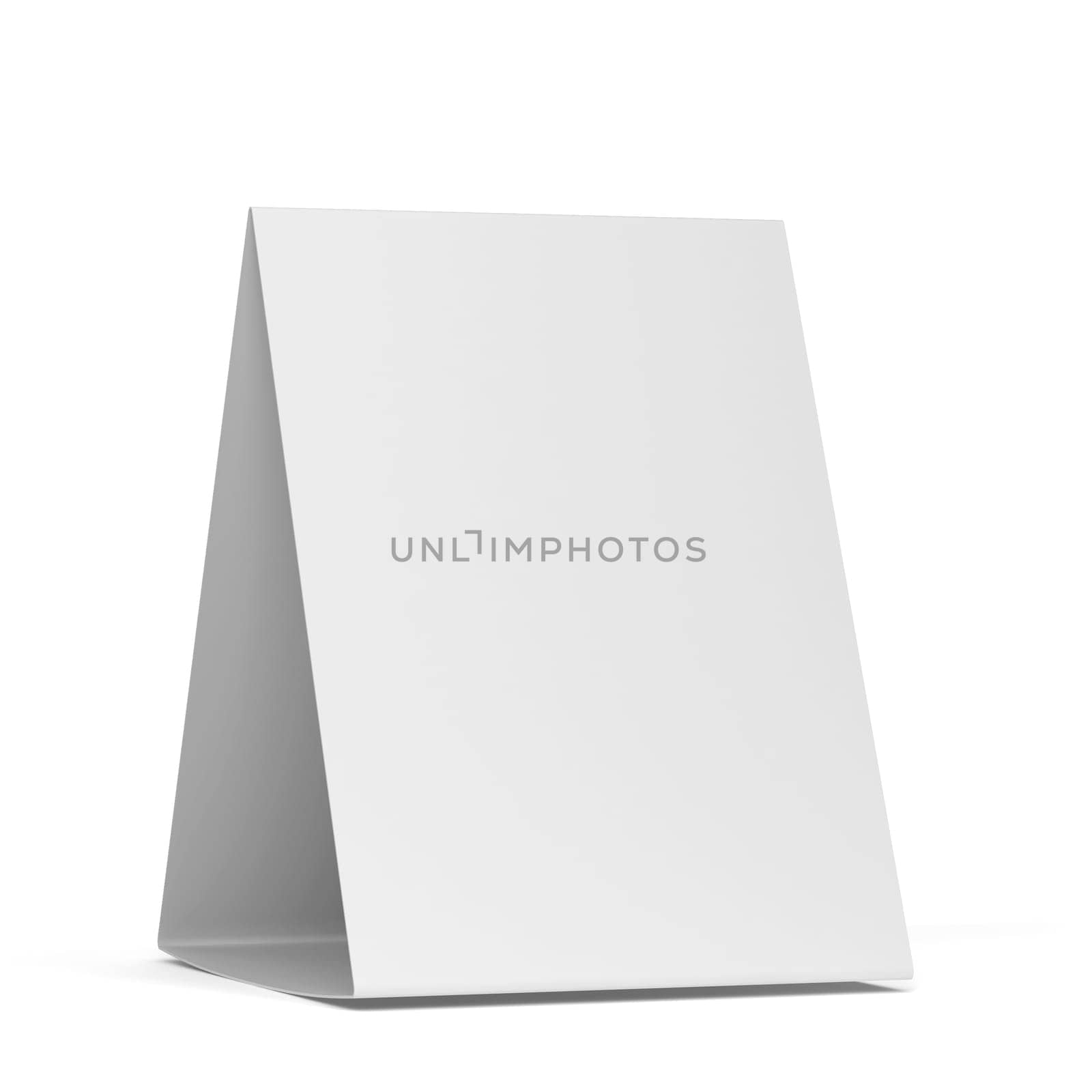 Blank table tent mockup. 3d illustration isolated on white background
