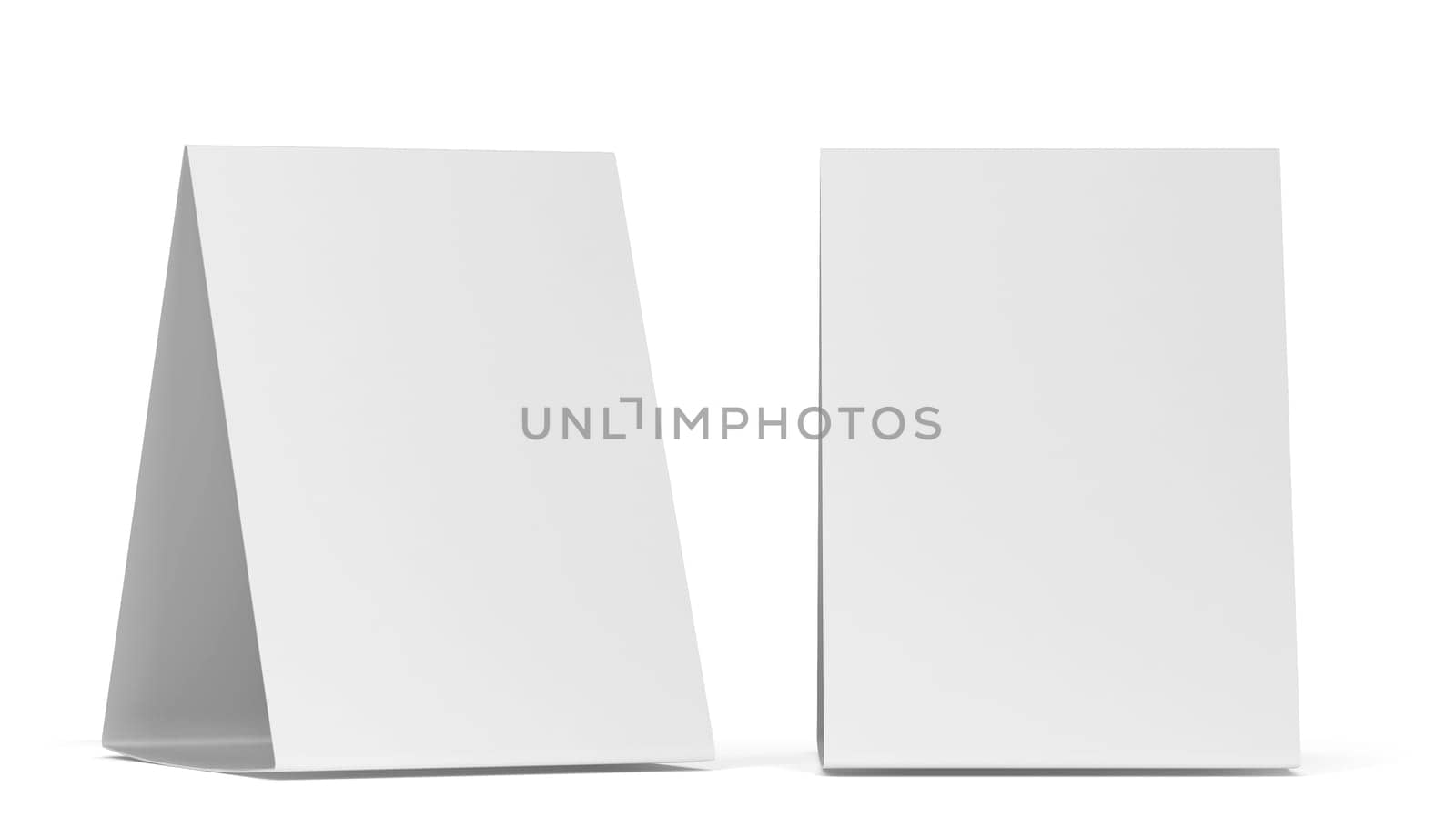 Blank table tent mockup. 3d illustration isolated on white background