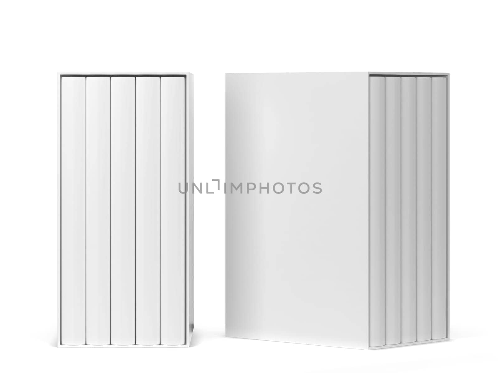 Book in a slipcase cover mockup. 3d illustration isolated on white background