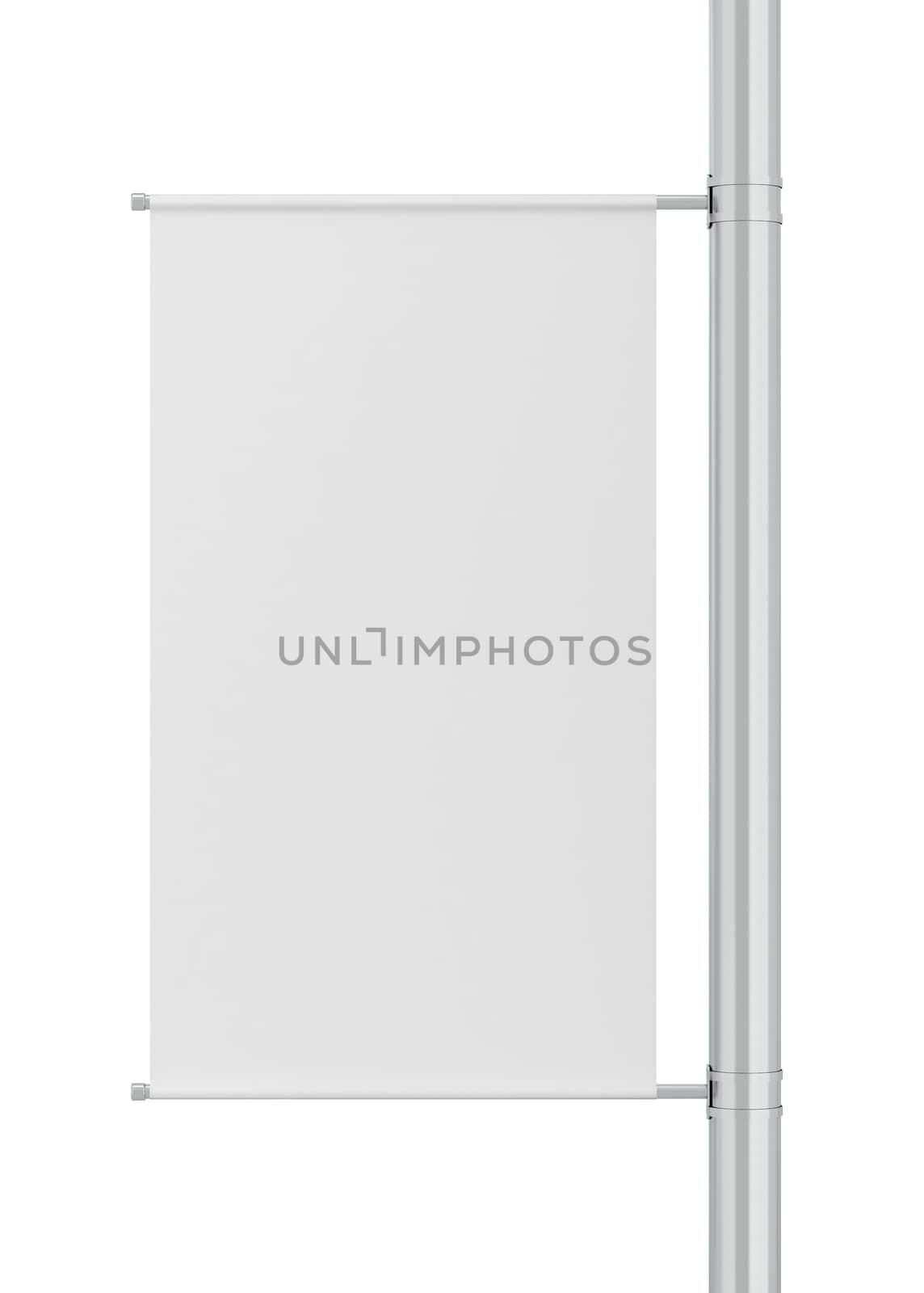 Blank pole banner mockup. 3d illustration isolated on white background
