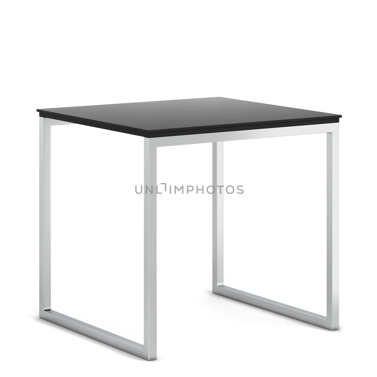 Minimalistic modern table with metallic legs. 3d illustration isolated on white background