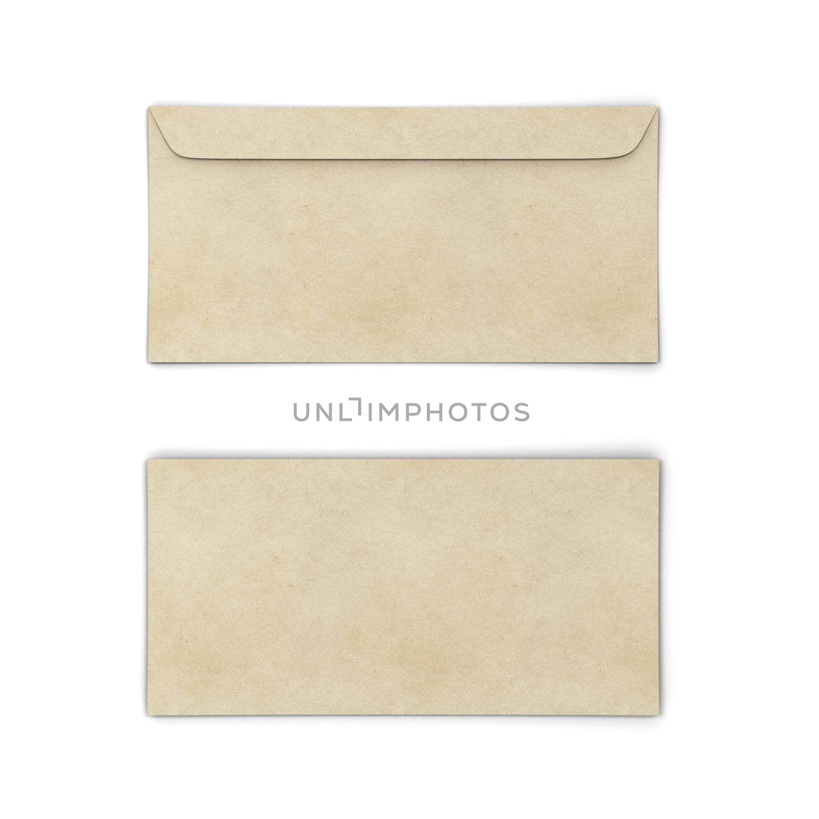Blank paper envelope mockup. 3d illustration isolated on white background