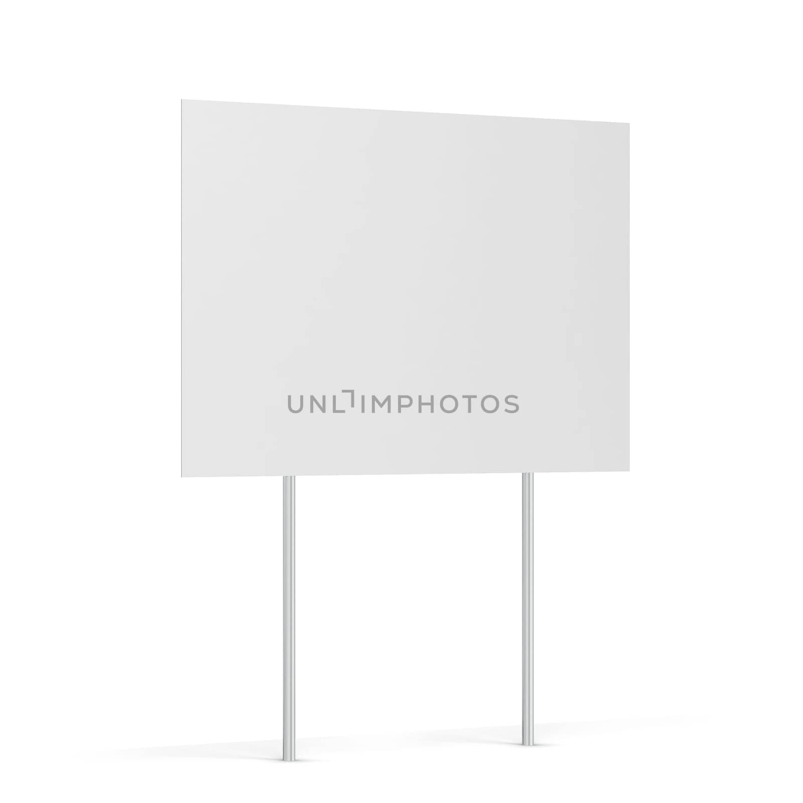 Blank yard sign. 3d illustration isolated on white background