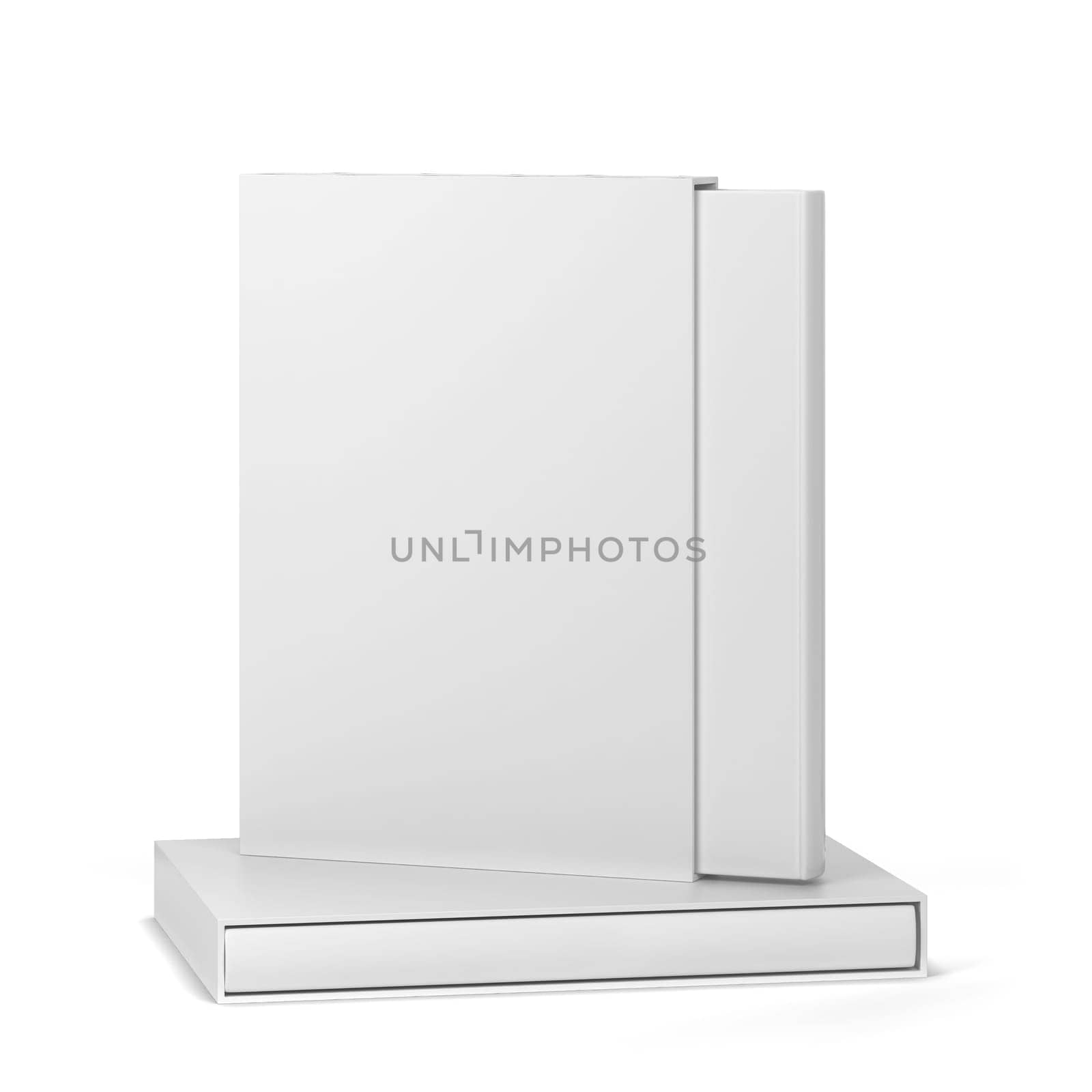 Book in a slipcase cover mockup. 3d illustration isolated on white background