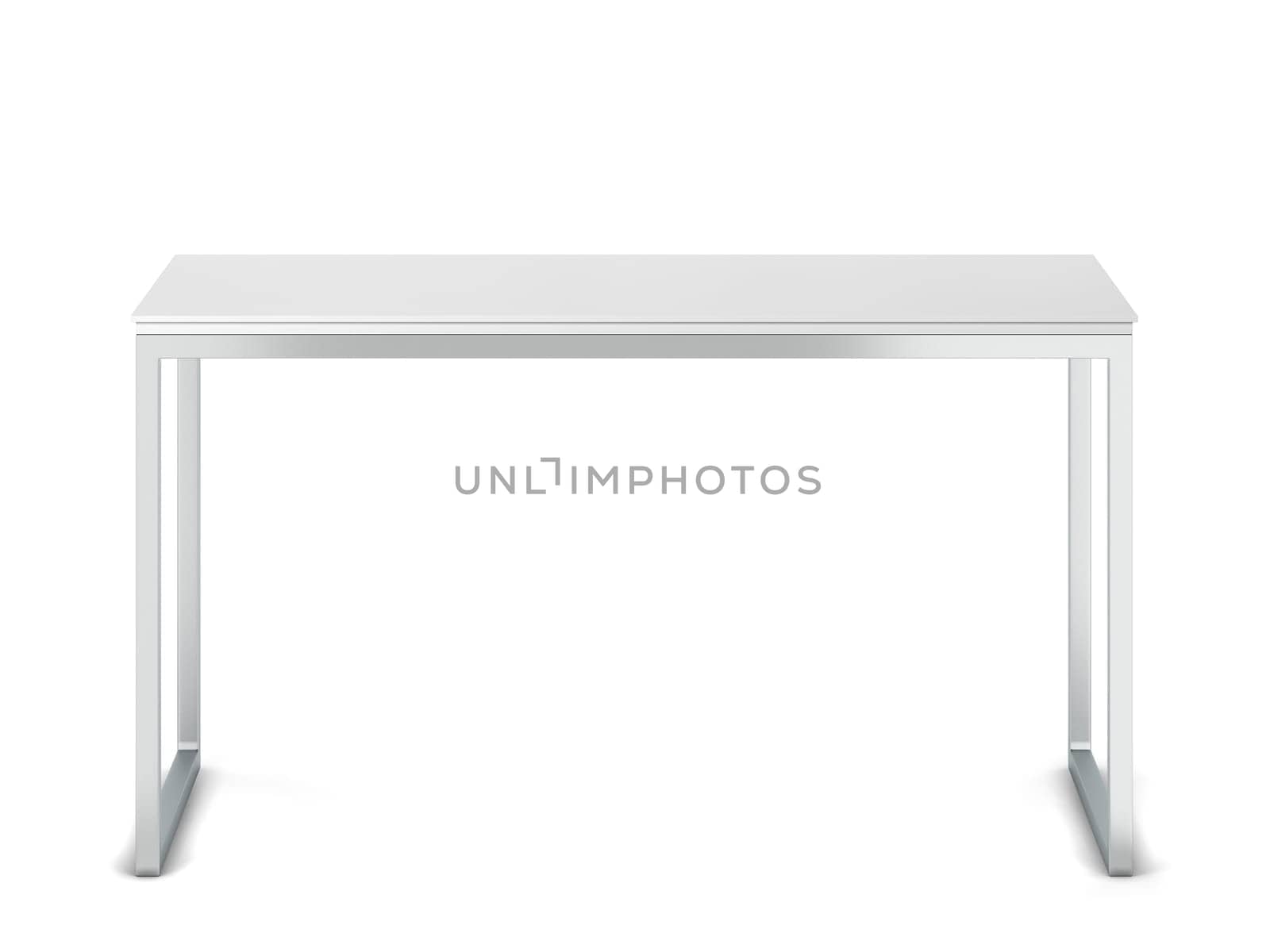Minimalistic modern table with metallic legs. 3d illustration isolated on white background