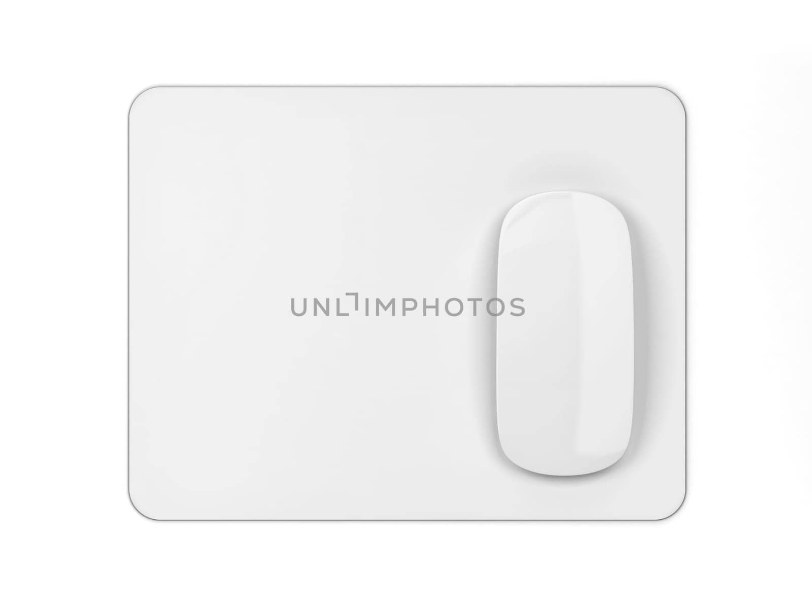 Blank modern computer mouse with pad mockup. 3d illustration isolated on white background