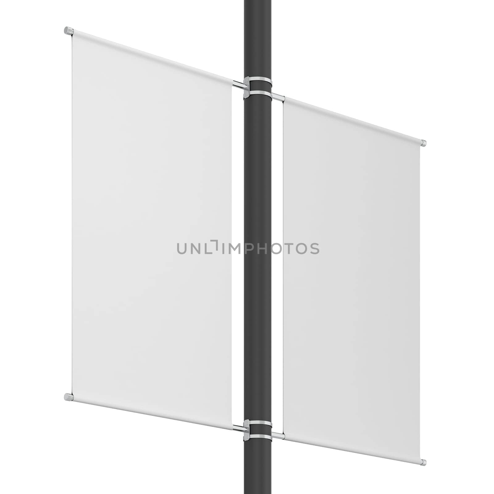 Blank pole banner mockup. 3d illustration isolated on white background