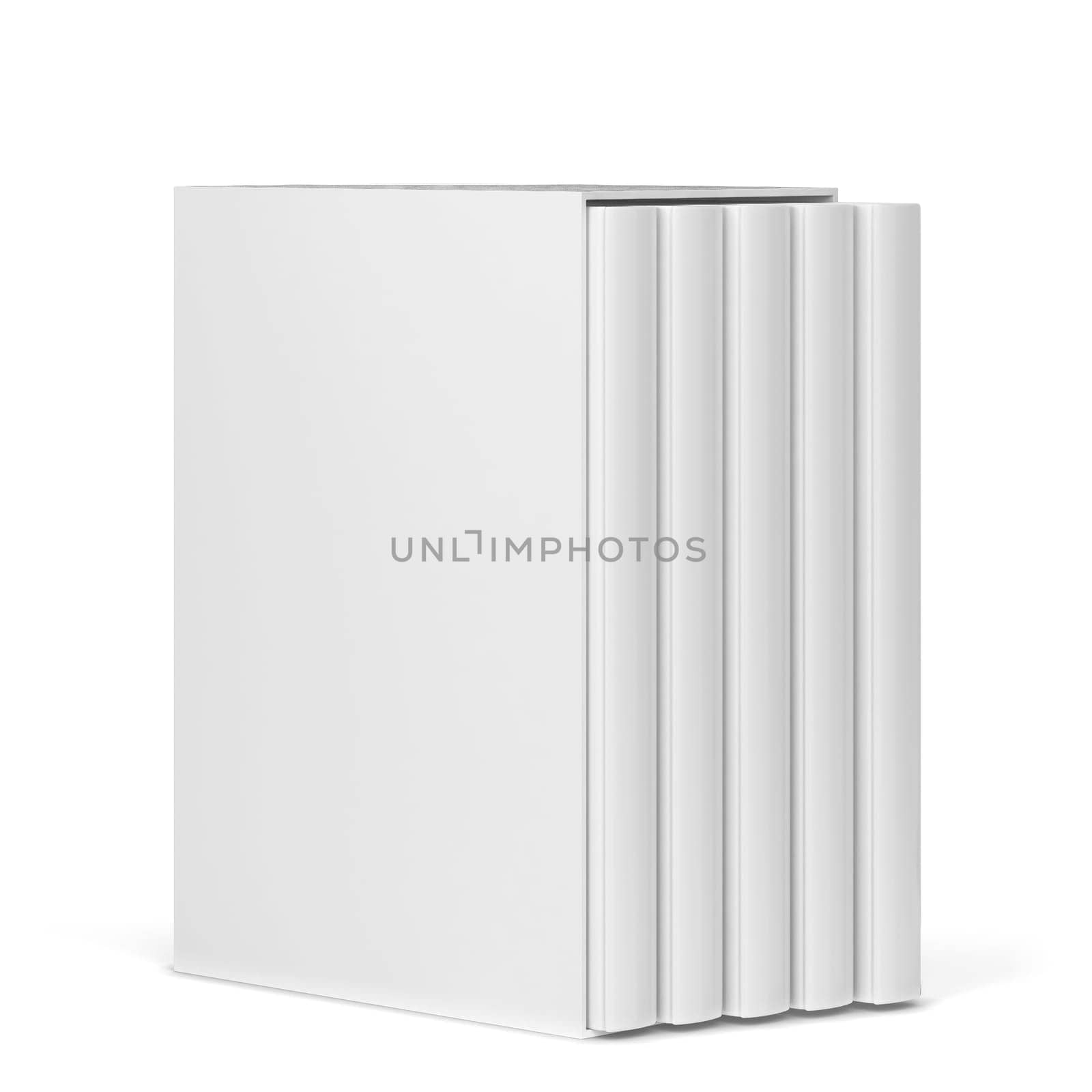 Book in a slipcase cover mockup. 3d illustration isolated on white background