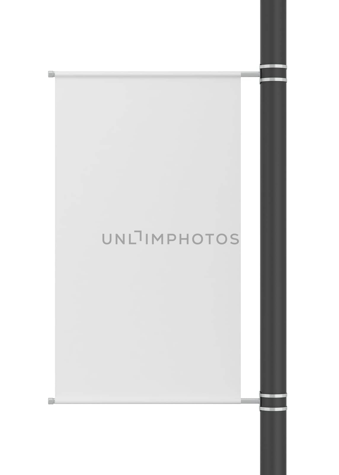Blank pole banner mockup. 3d illustration isolated on white background