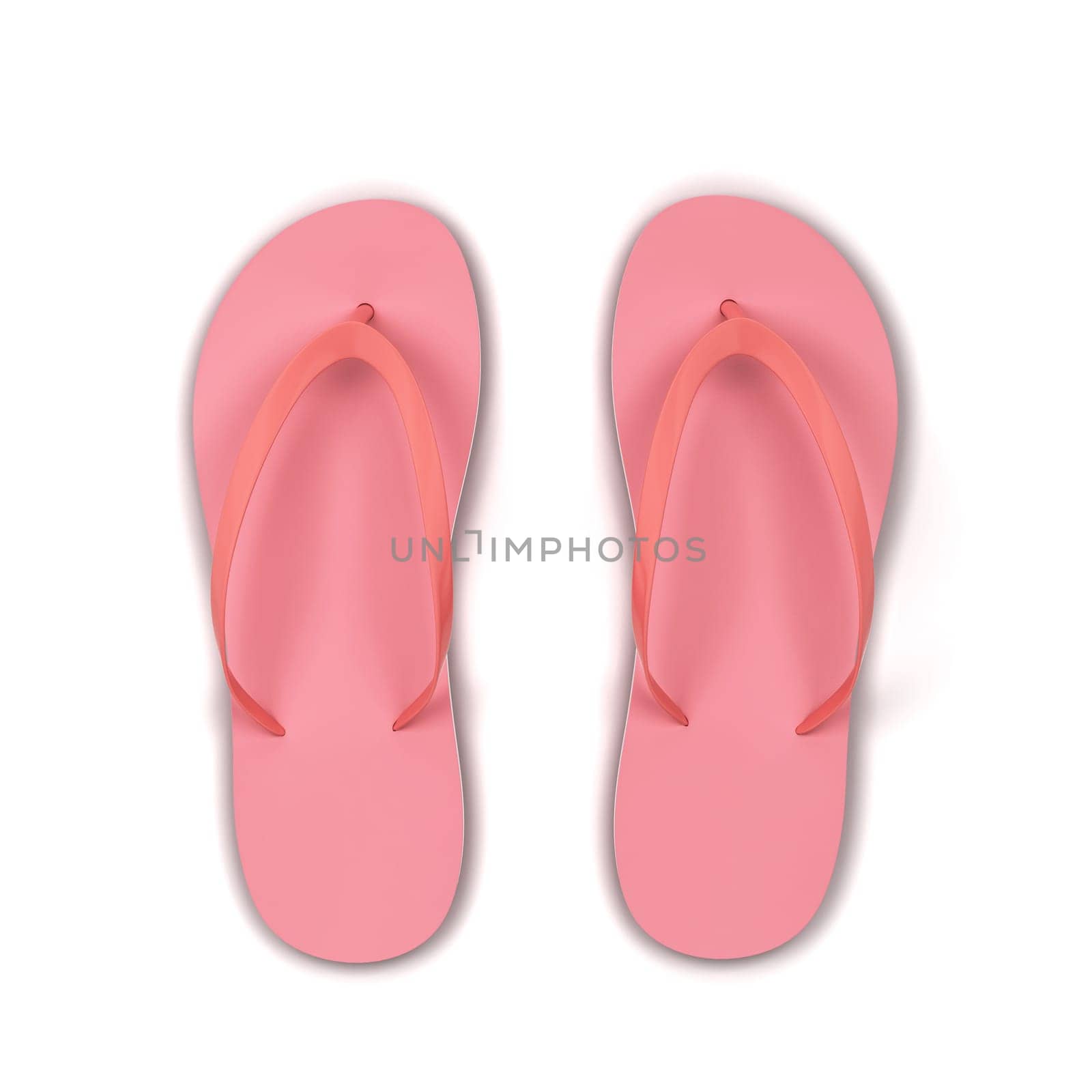 Pair of blank flip flops. 3d illustration isolated on white background