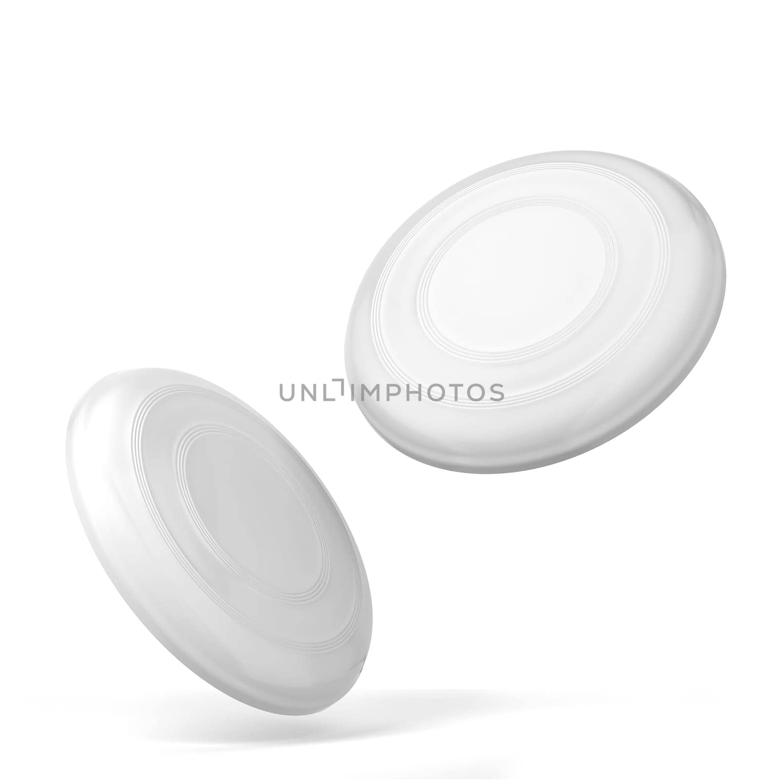 Blank frisbee mockup. 3d illustration isolated on white background