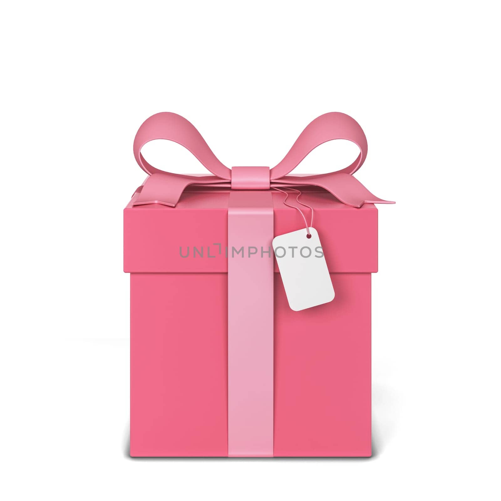 Gift box with colourful bow and ribbon. 3d illustration isolated on white background