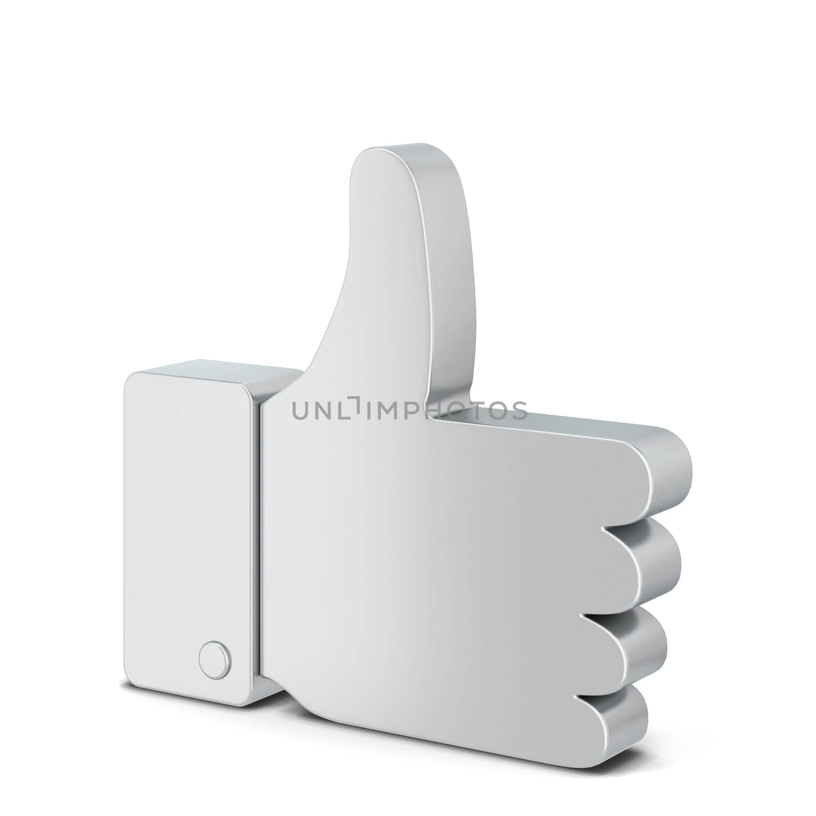 Like thumb up social network symbol. 3d illustration isolated on white background