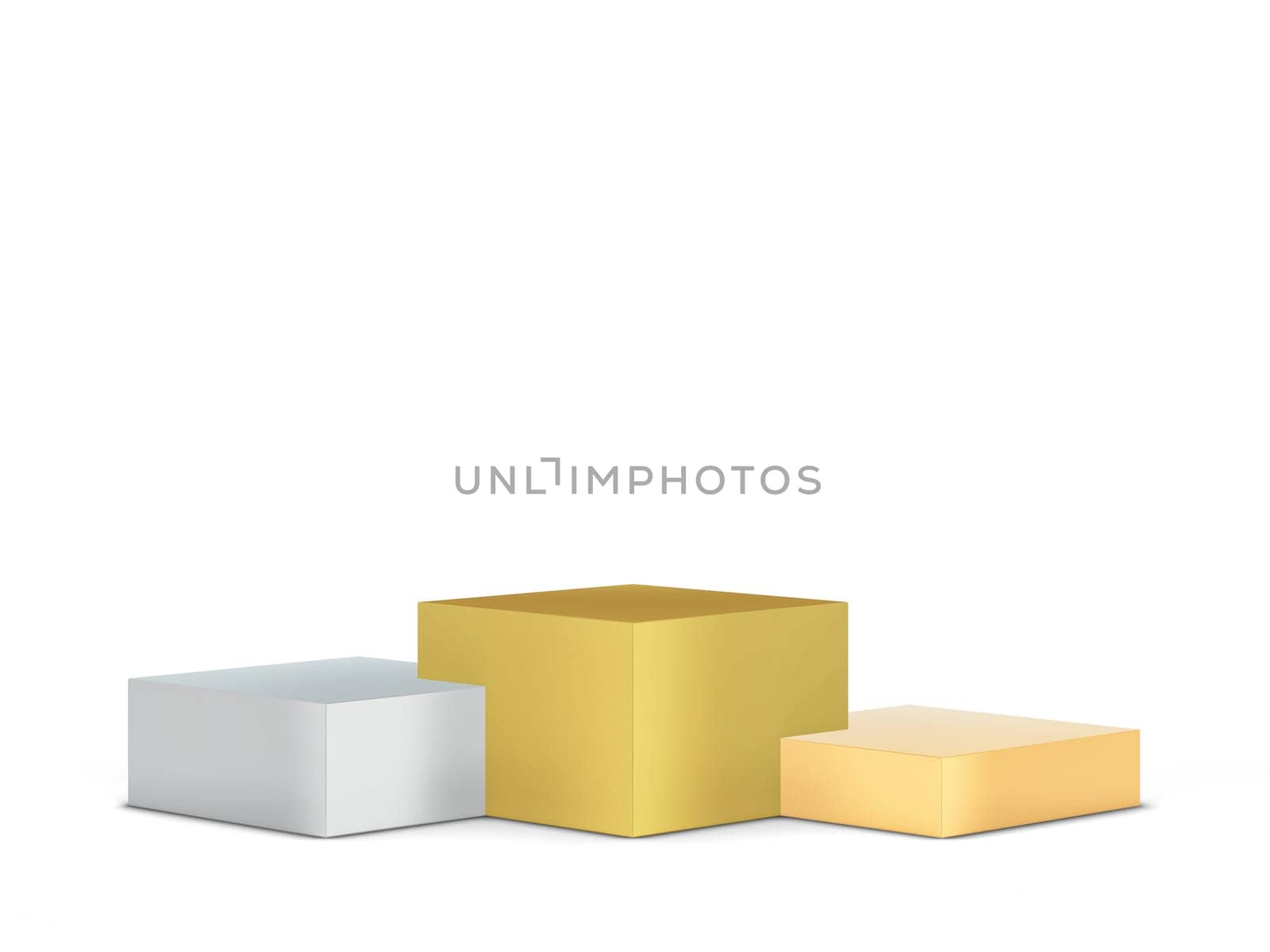 Winner podium with three stages. 3d illustration isolated on white background