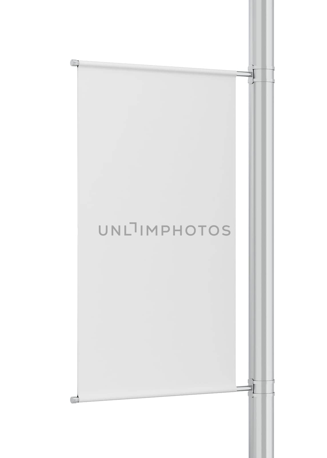 Blank pole banner mockup. 3d illustration isolated on white background