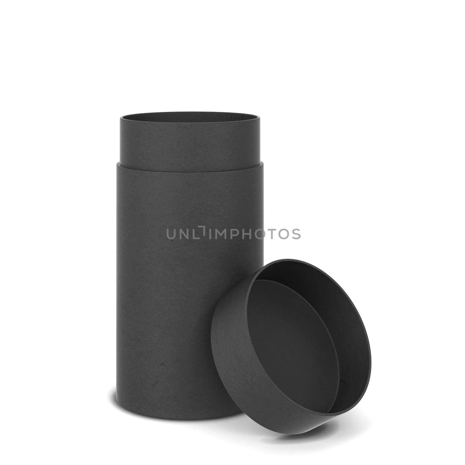 Tube cardboard package mockup. 3d illustration isolated on white background