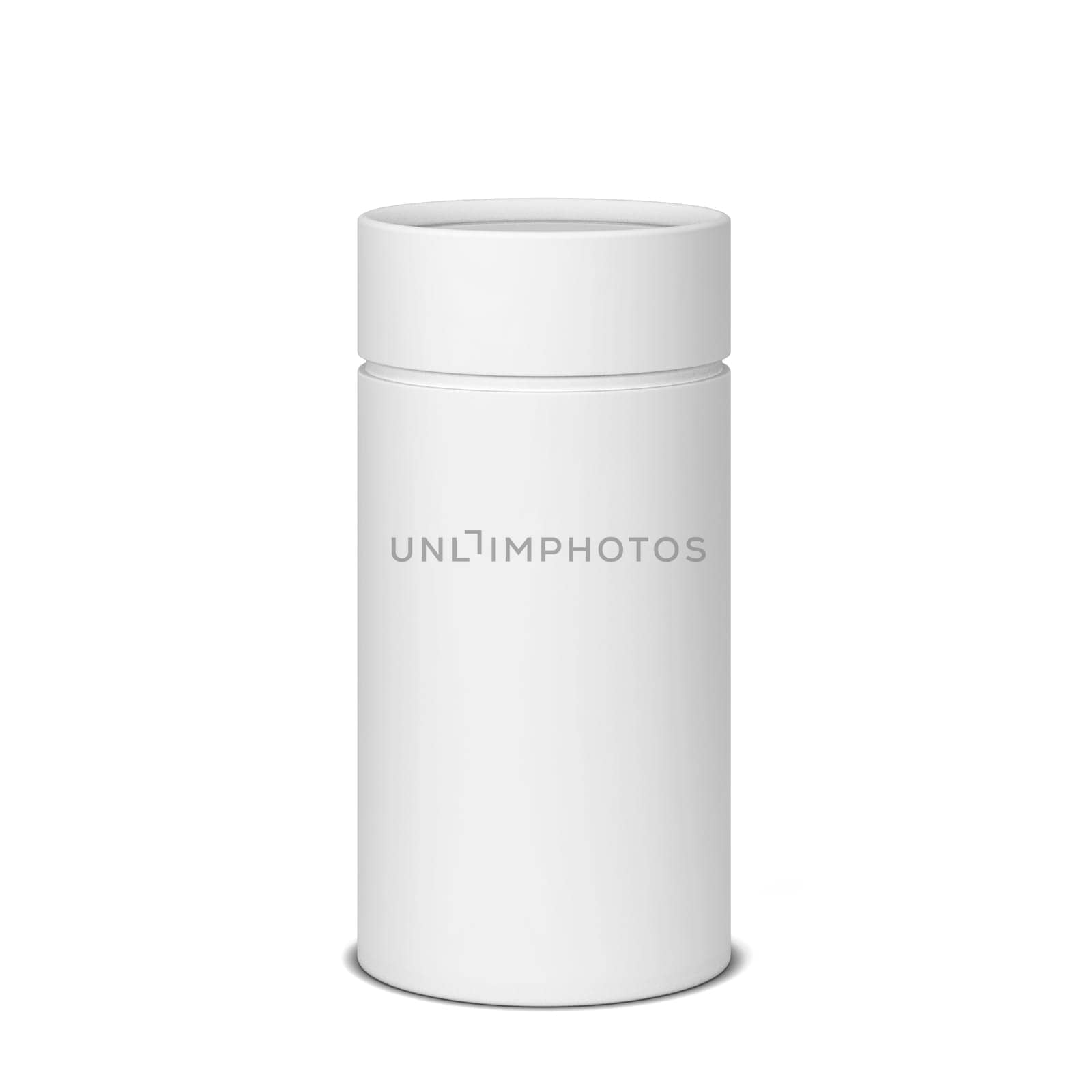 Tube cardboard package mockup. 3d illustration isolated on white background
