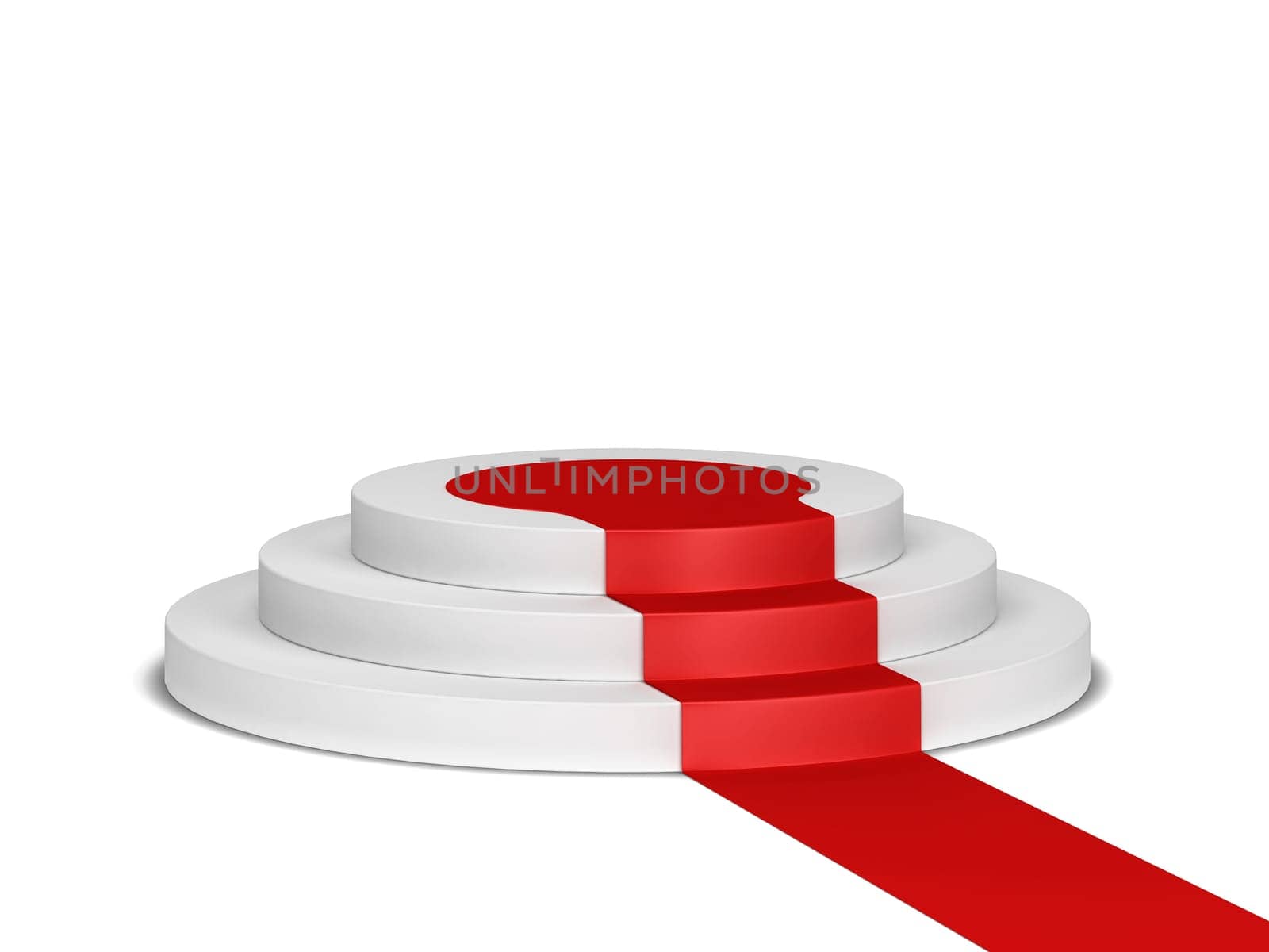 Podium with red carpet. 3d illustration isolated on white background