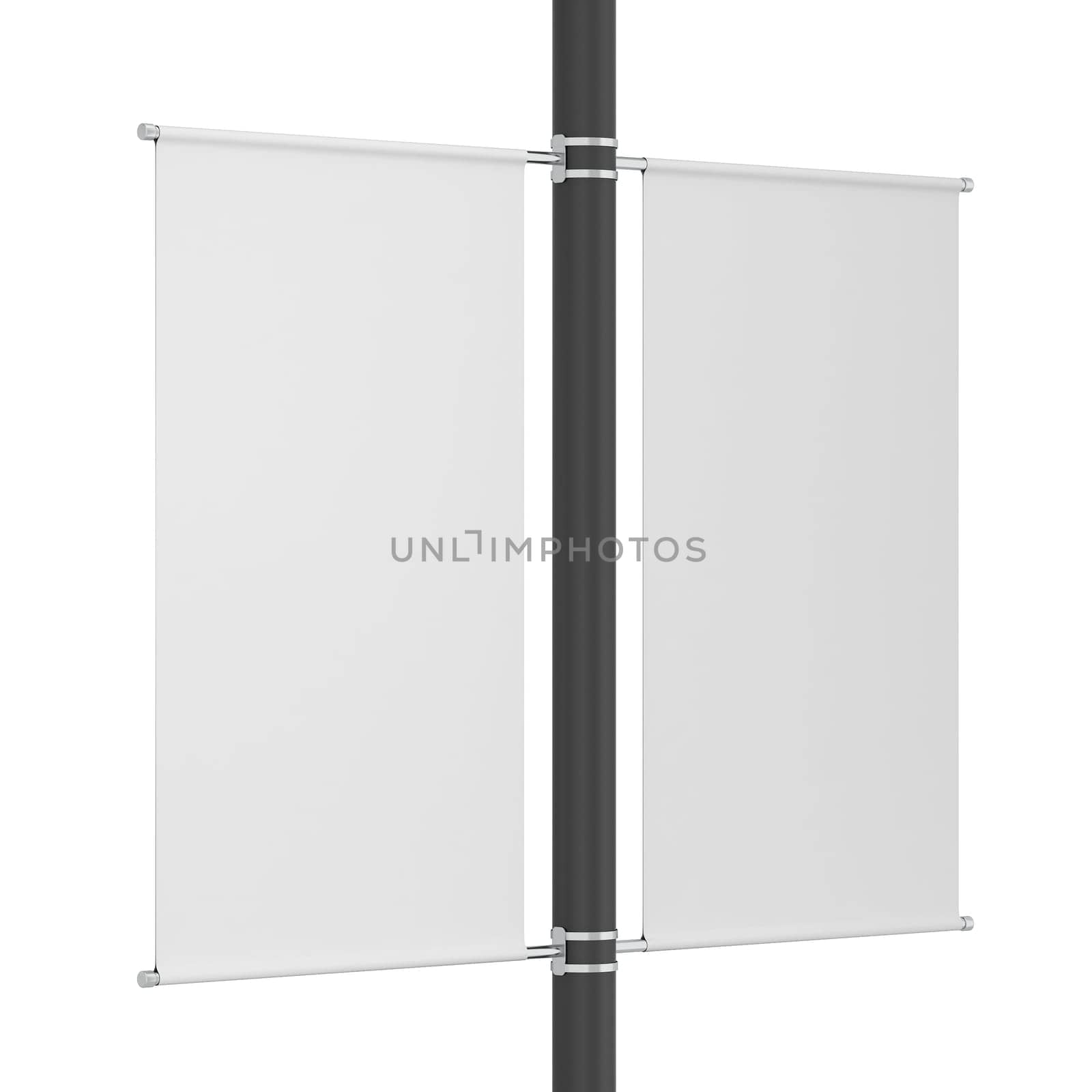 Blank pole banner mockup. 3d illustration isolated on white background