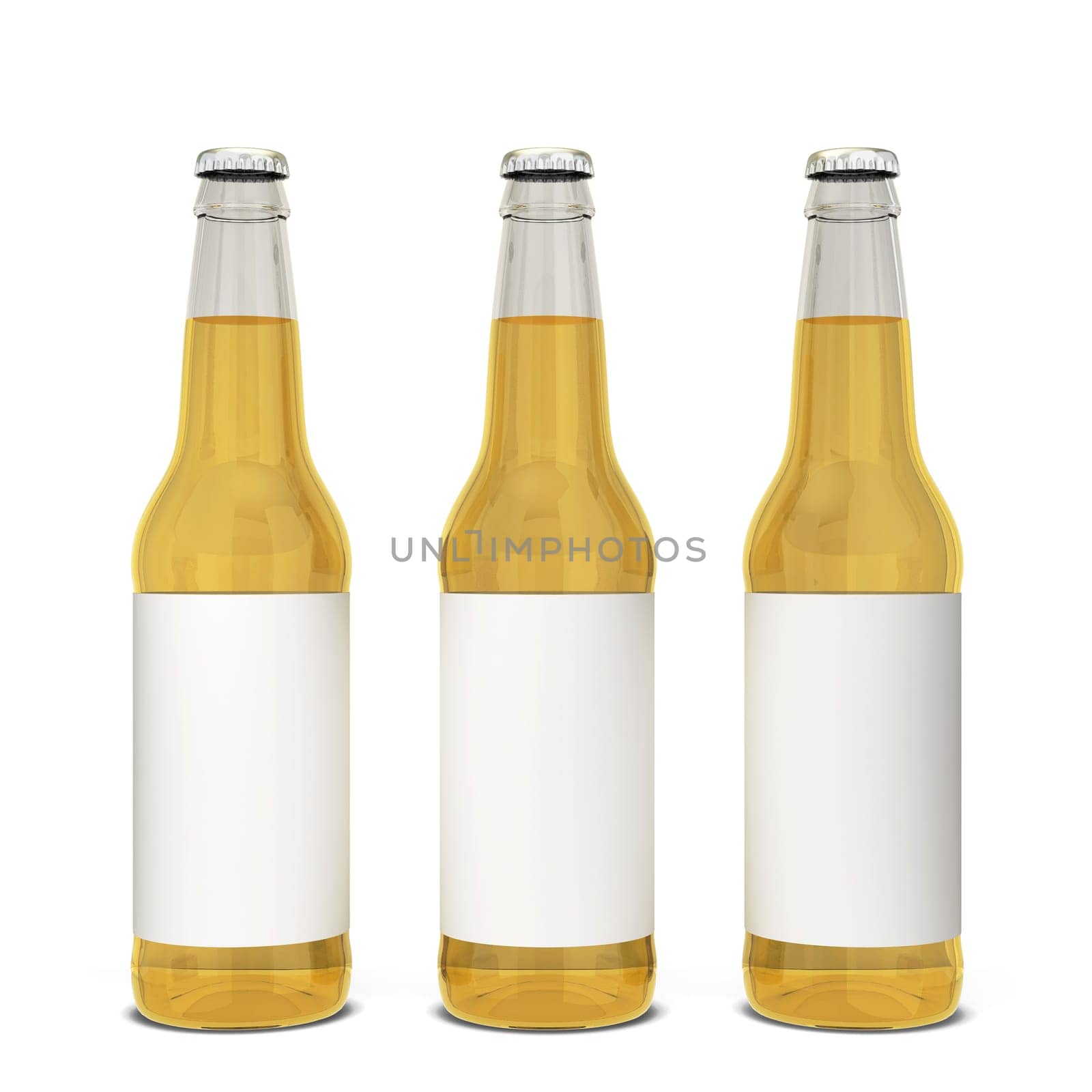 Beer bottle. 3d illustration isolated on white background