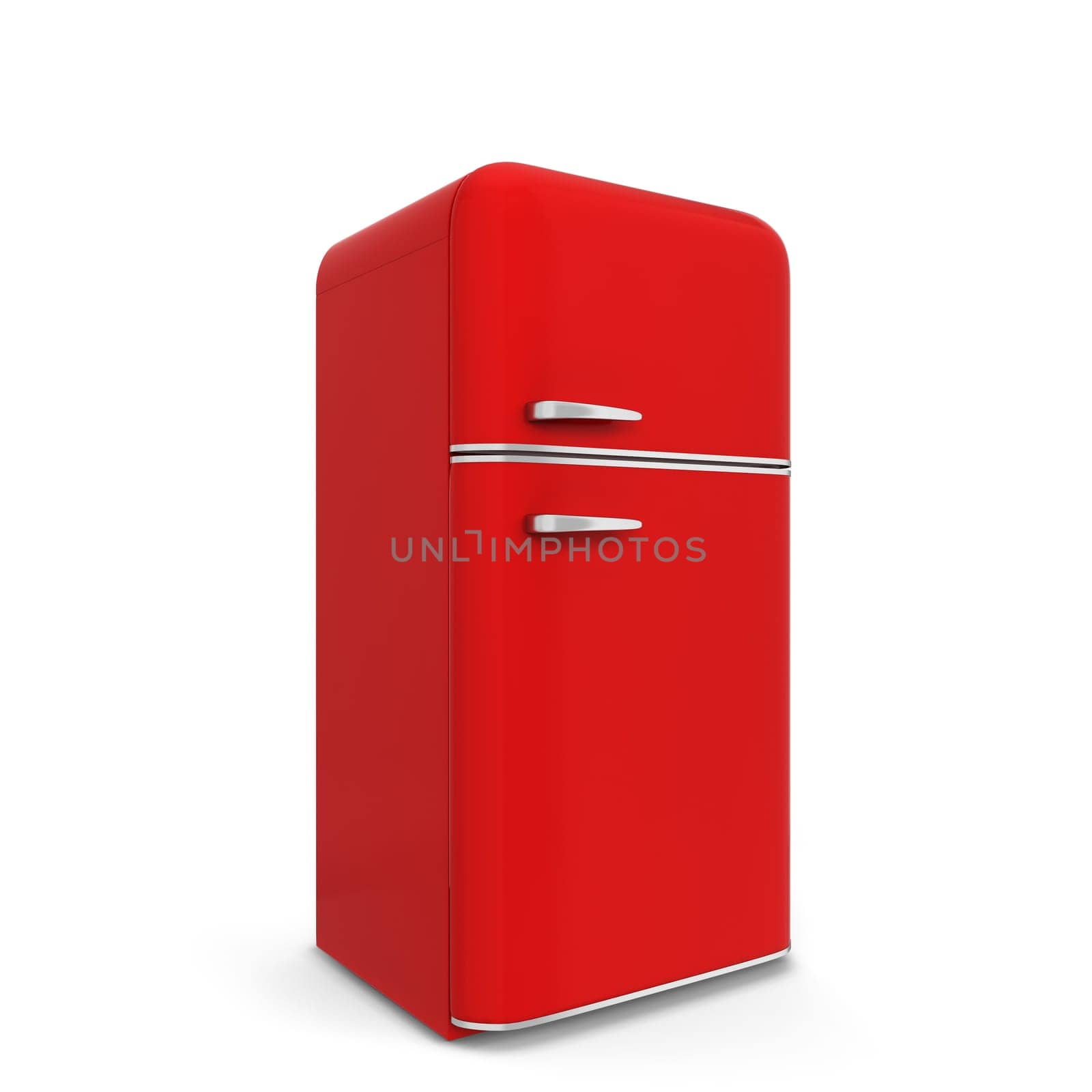 Retro kitchen fridge. 3d illustration isolated on white background