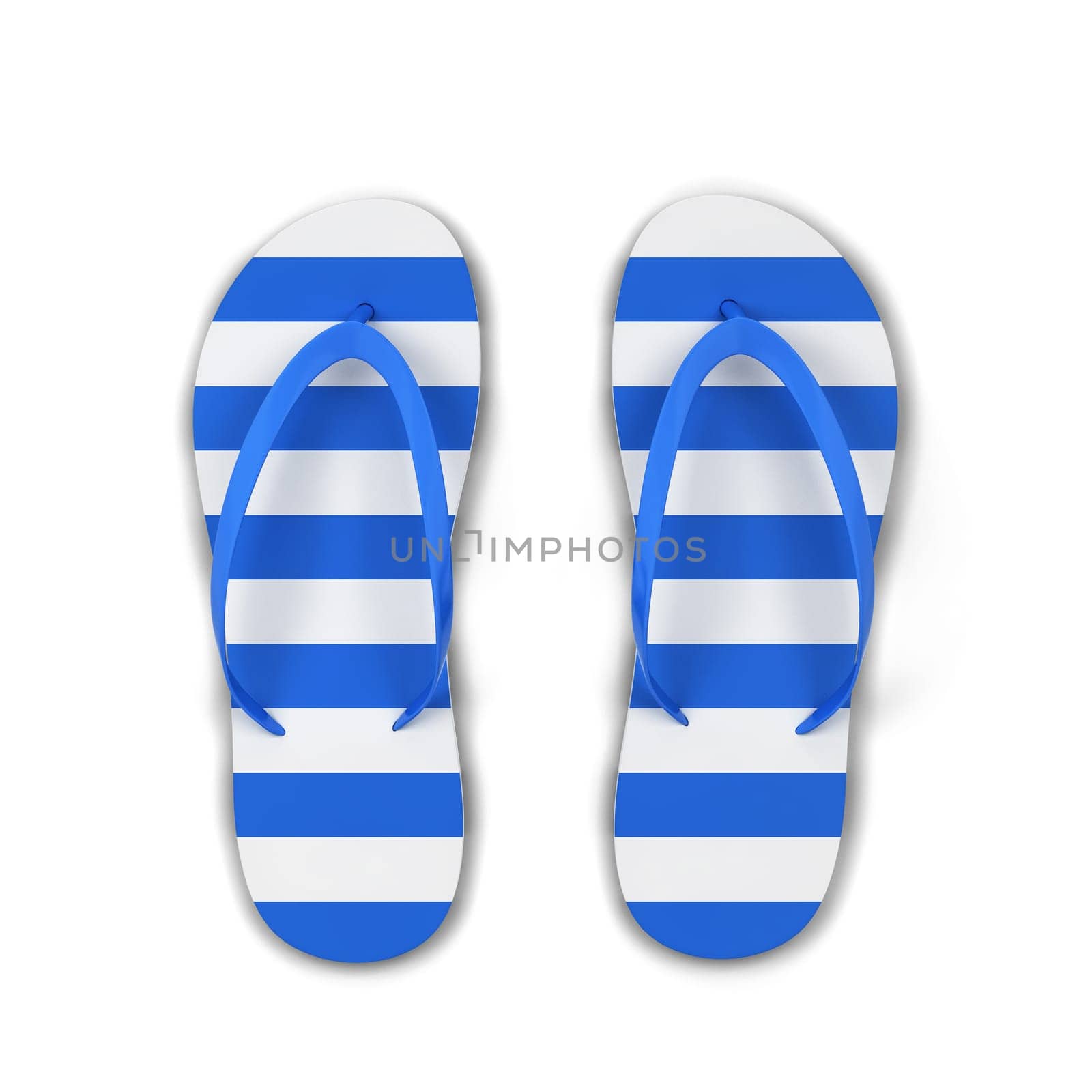 Pair of blank flip flops. 3d illustration isolated on white background