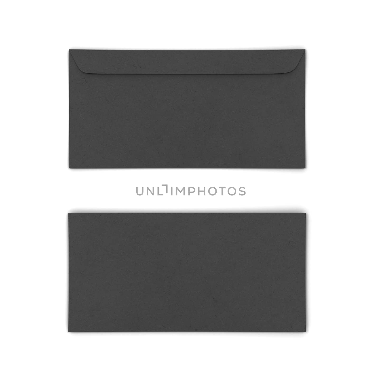 Blank paper envelope mockup. 3d illustration isolated on white background