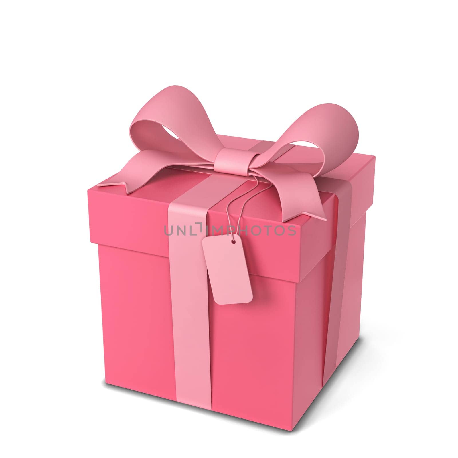 Gift box with colourful bow and ribbon. 3d illustration isolated on white background