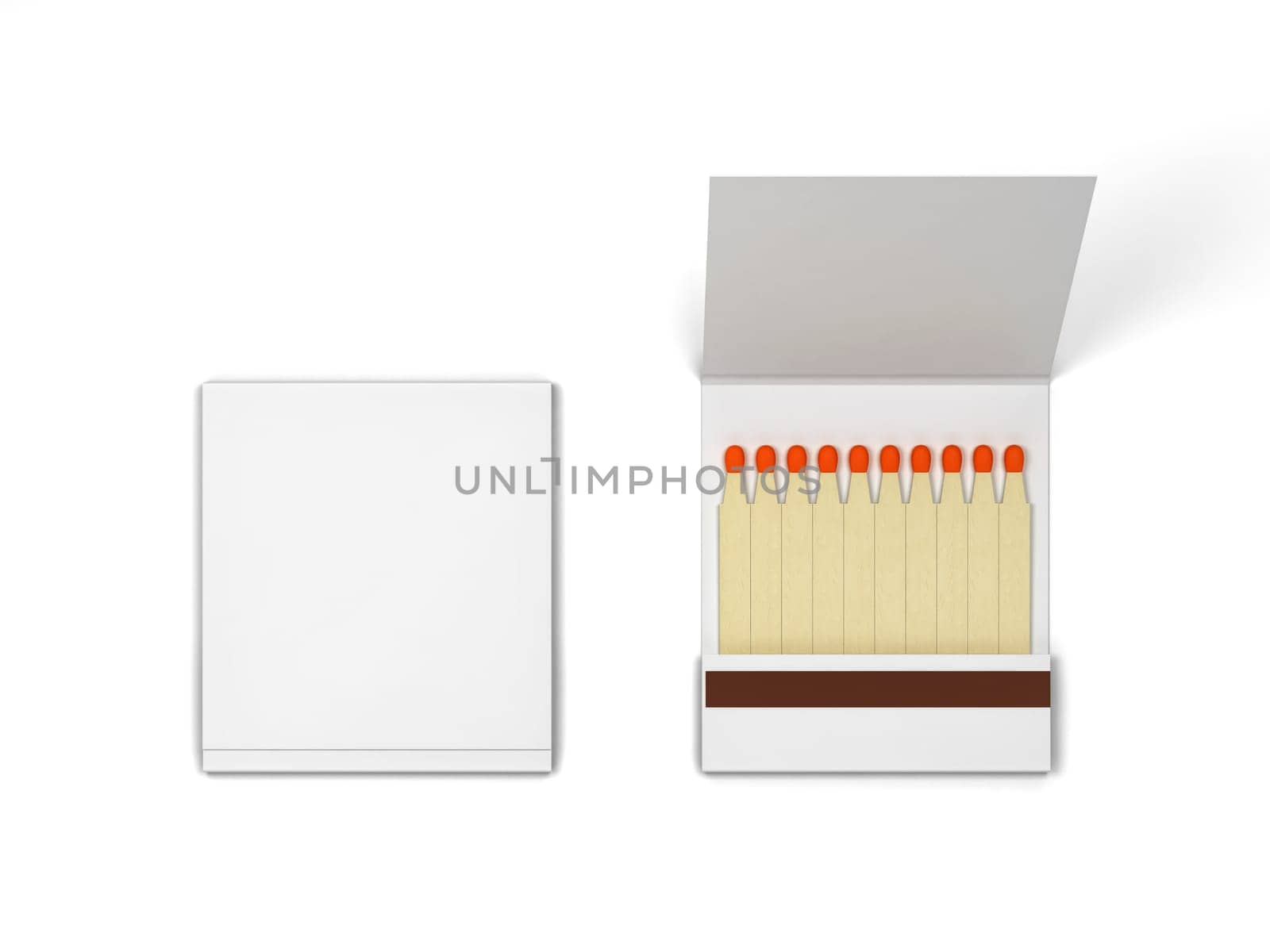 Paper book of matches mockup. 3d illustration isolated on white background
