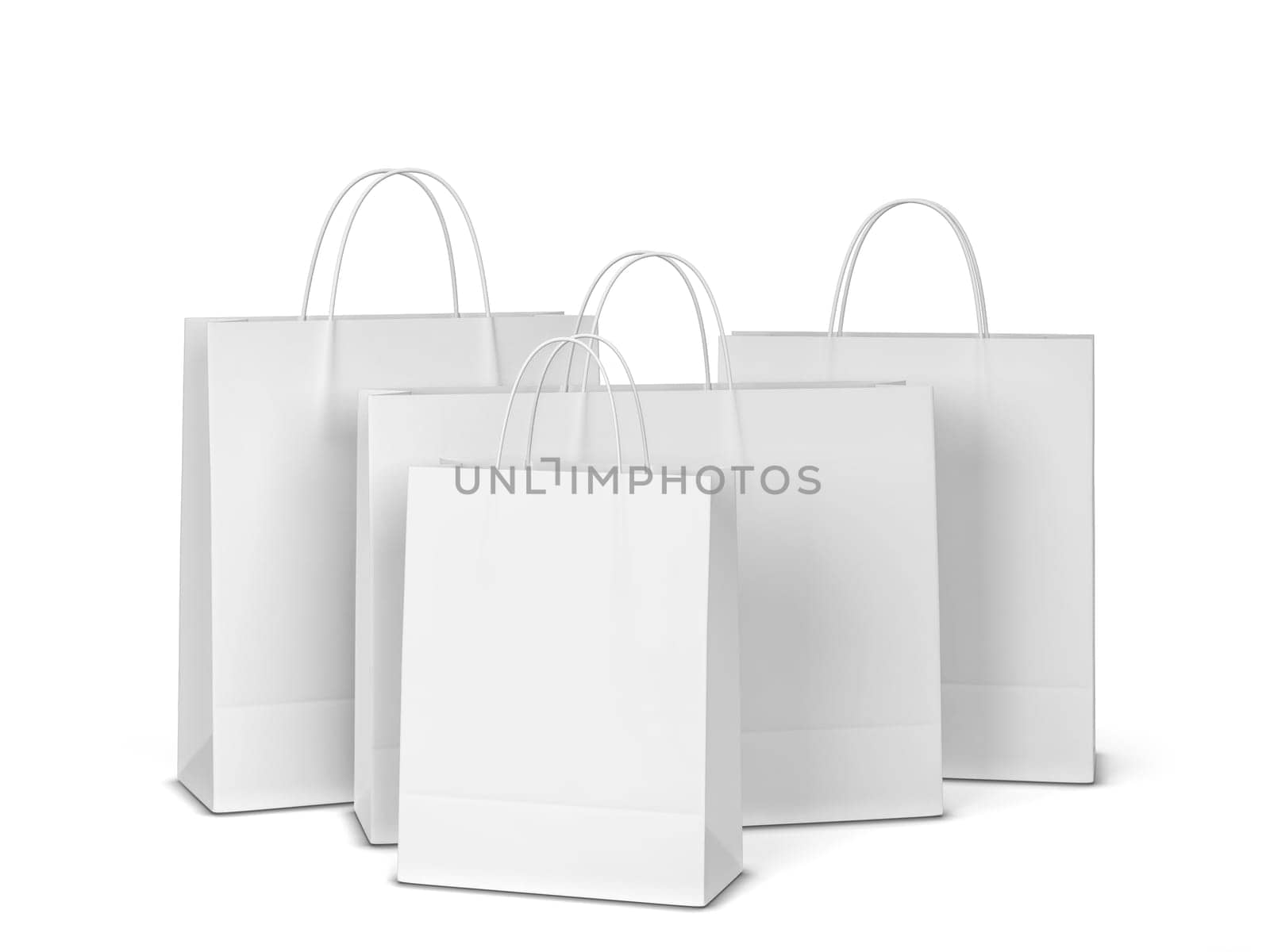Blank shopping bag mockup. 3d illustration isolated on white background