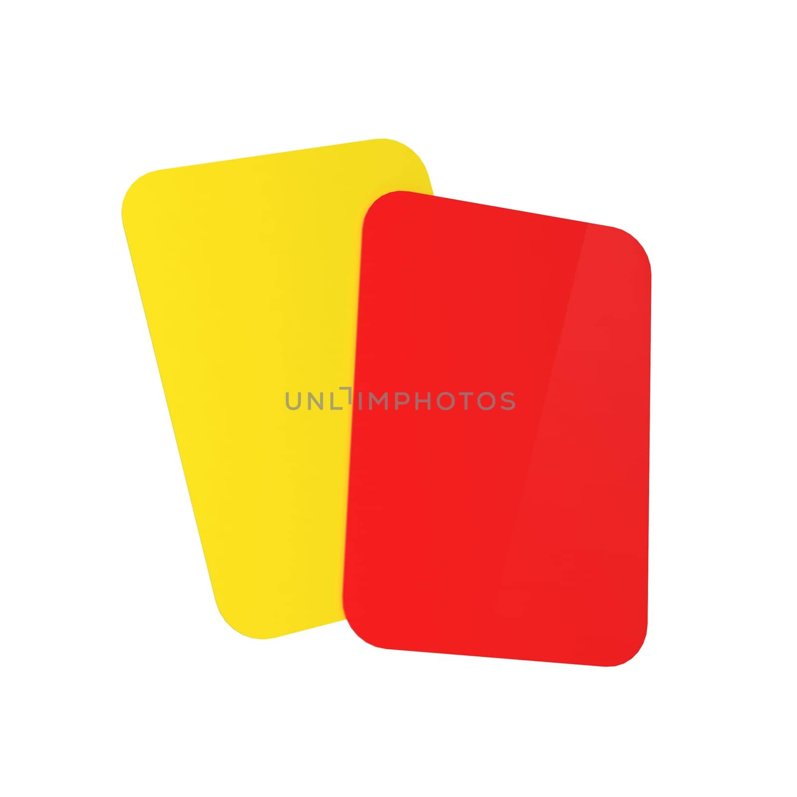 Soccer referee cards. 3d illustration isolated on white background