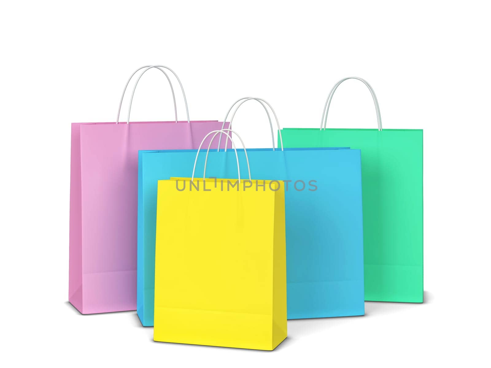 Blank shopping bag mockup. 3d illustration isolated on white background