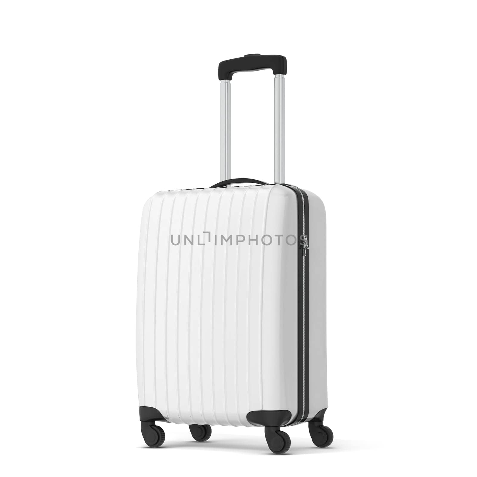 Plastic travel suitcase. 3d illustration isolated on white background
