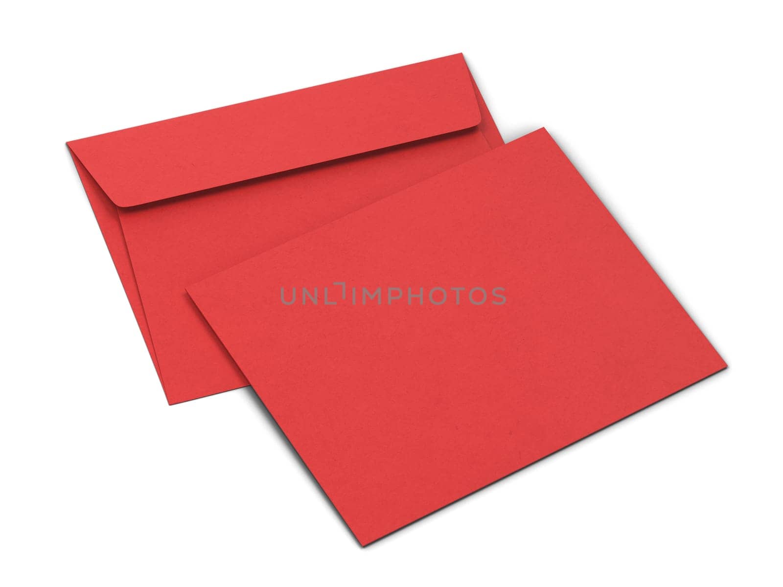 Blank paper envelope mockup. 3d illustration isolated on white background