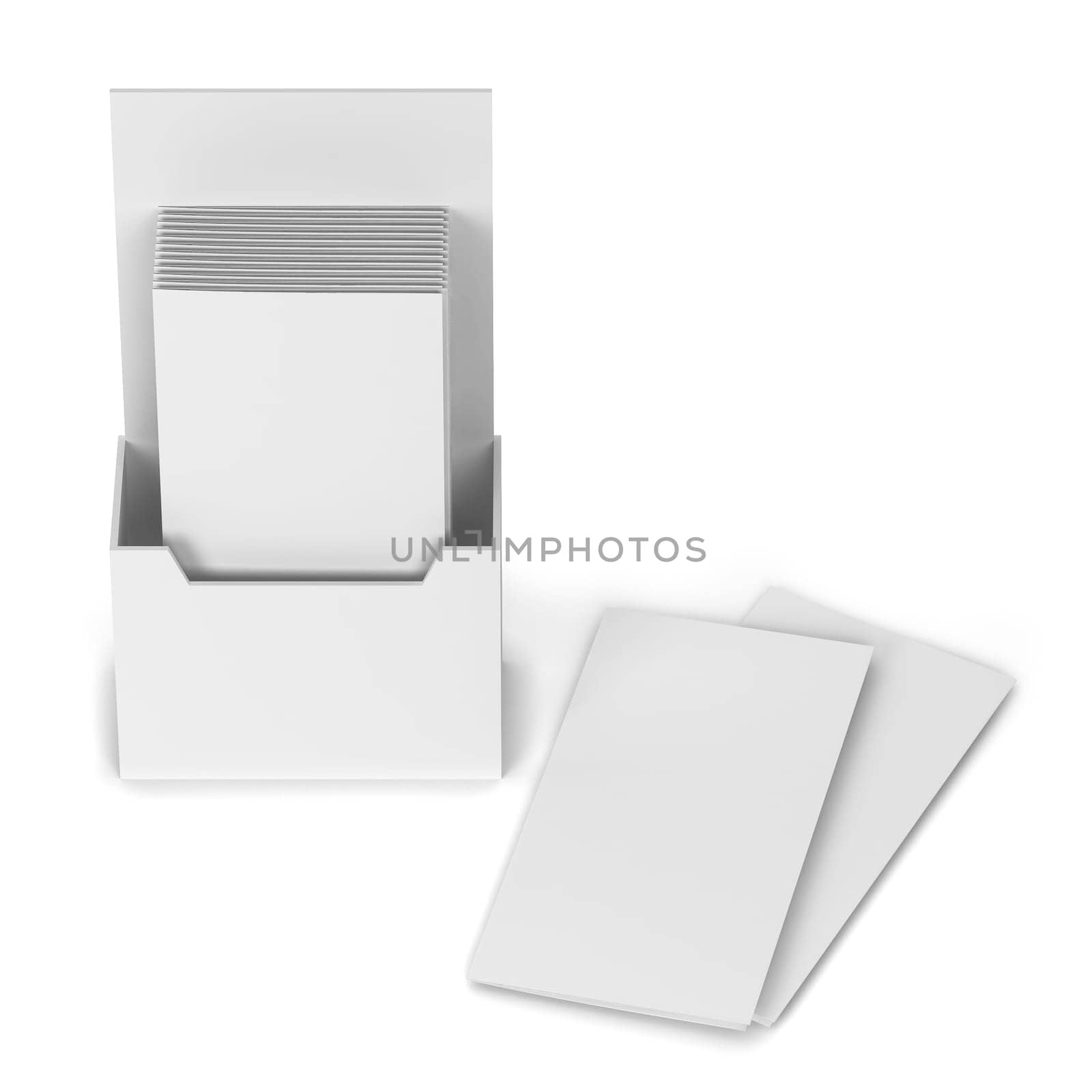 Blank brochure holder mockup. 3d illustration isolated on white background