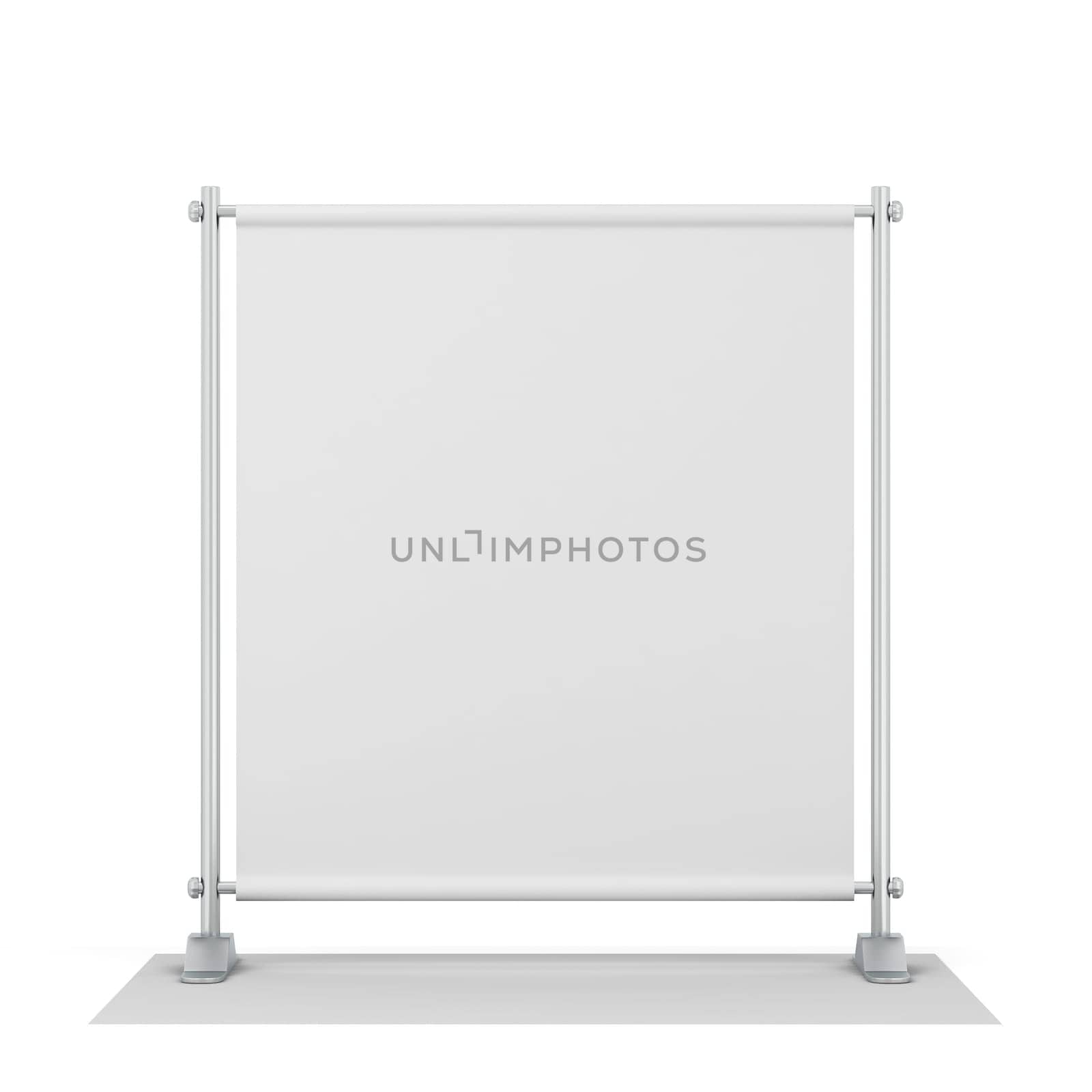 Blank backdrop banner mockup. 3d illustration isolated on white background