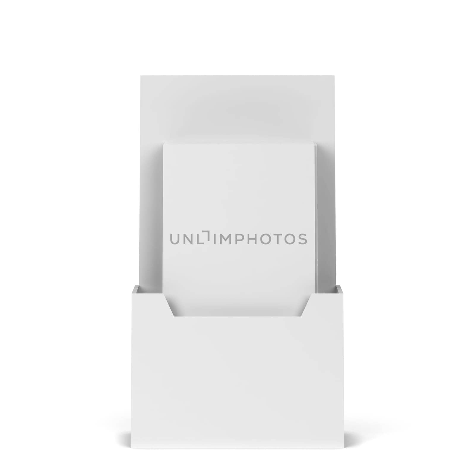 Blank brochure holder mockup. 3d illustration isolated on white background