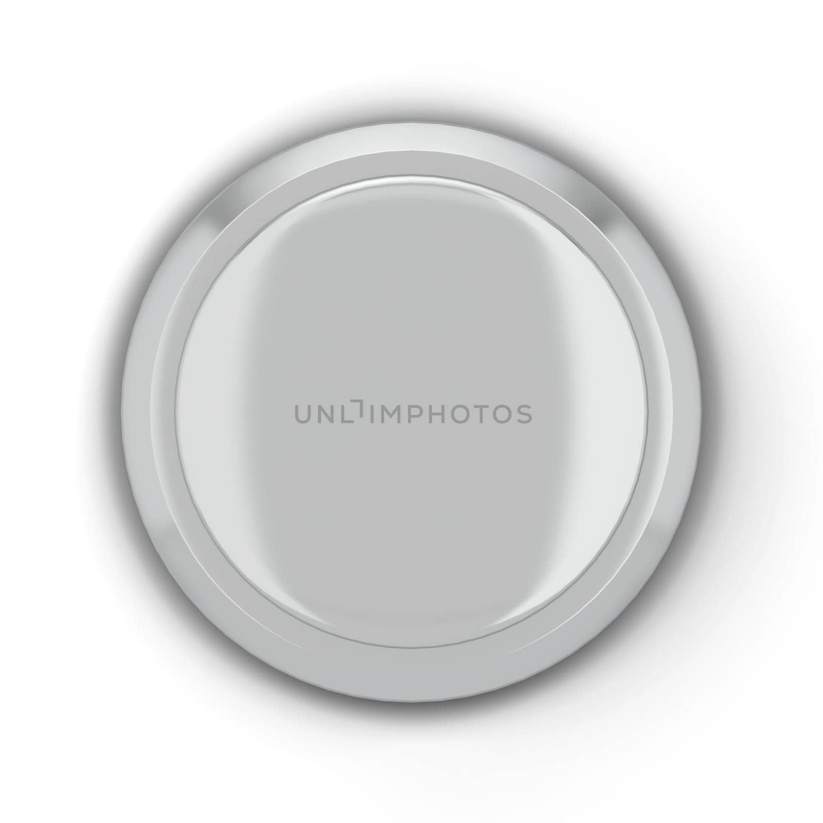 Blank round push button. 3d illustration isolated on white background