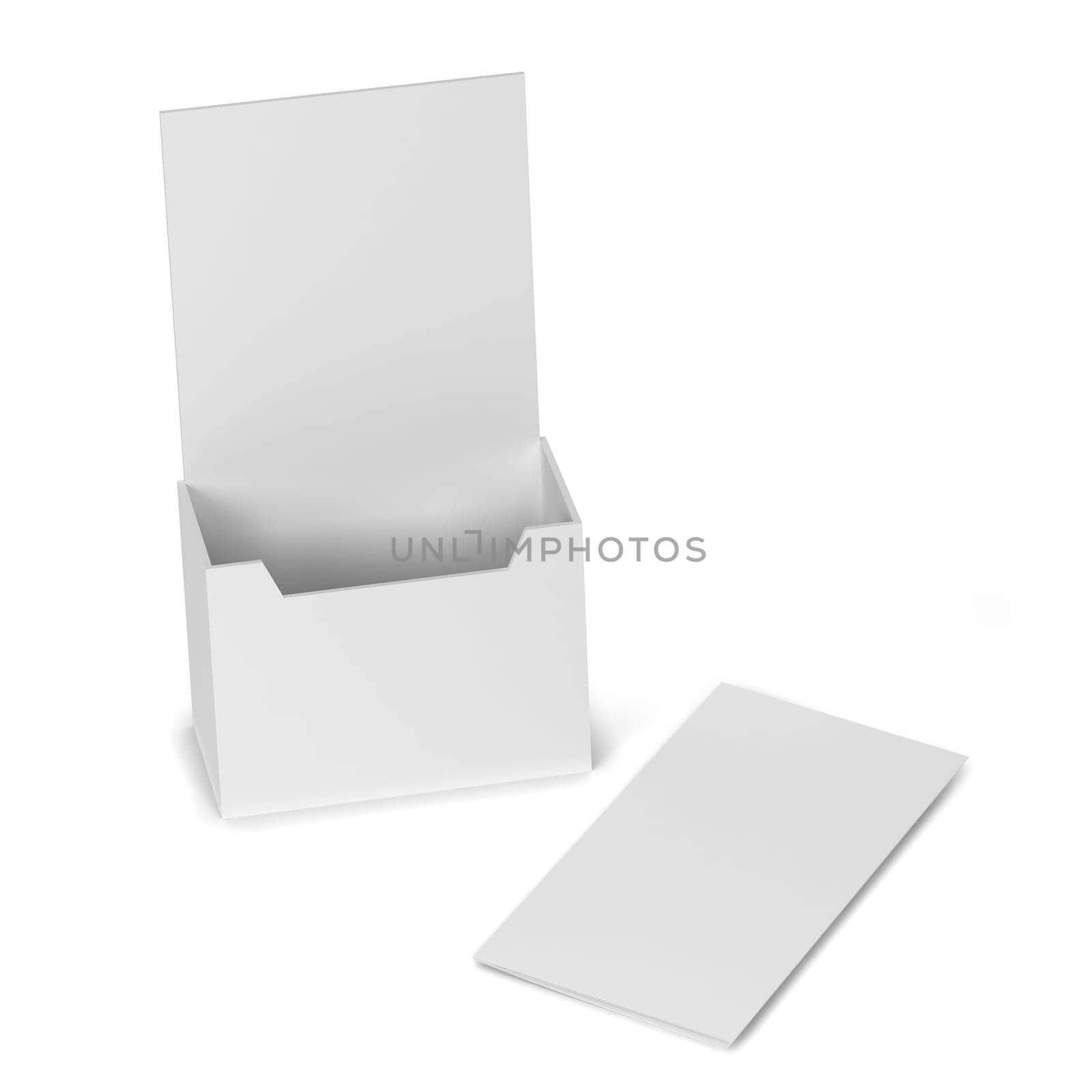 Blank brochure holder mockup. 3d illustration isolated on white background