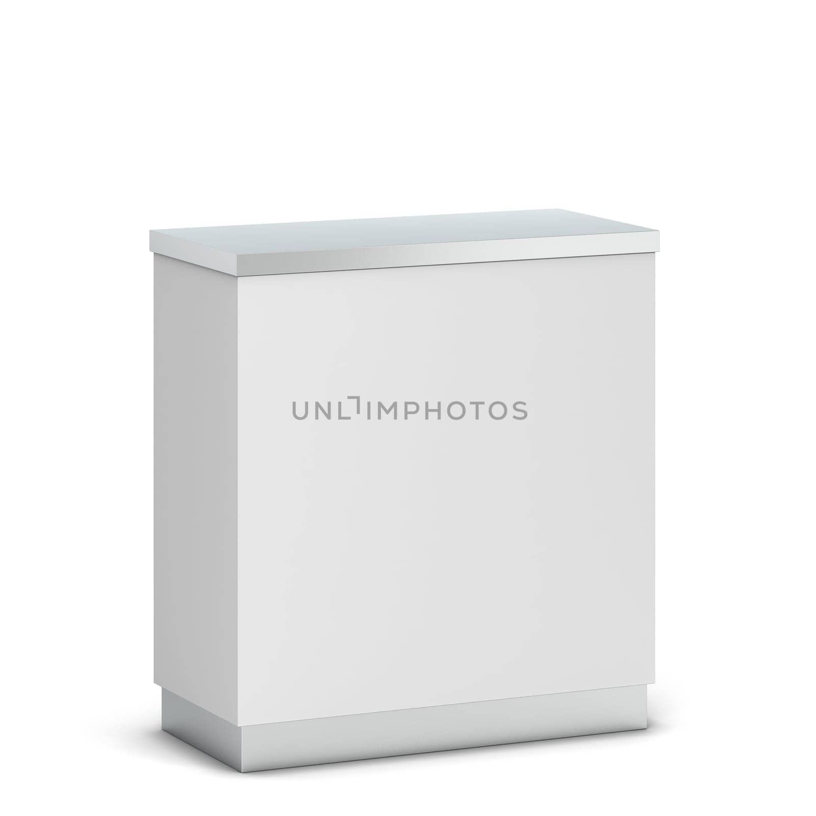 Blank counter stand mockup. 3d illustration isolated on white background