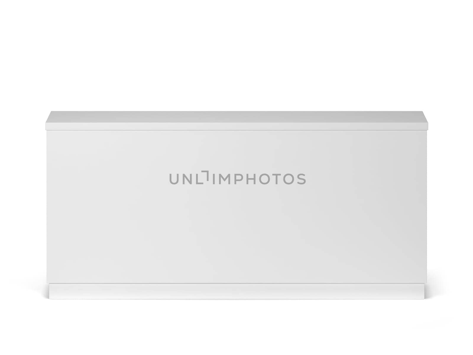 Blank counter stand mockup. 3d illustration isolated on white background