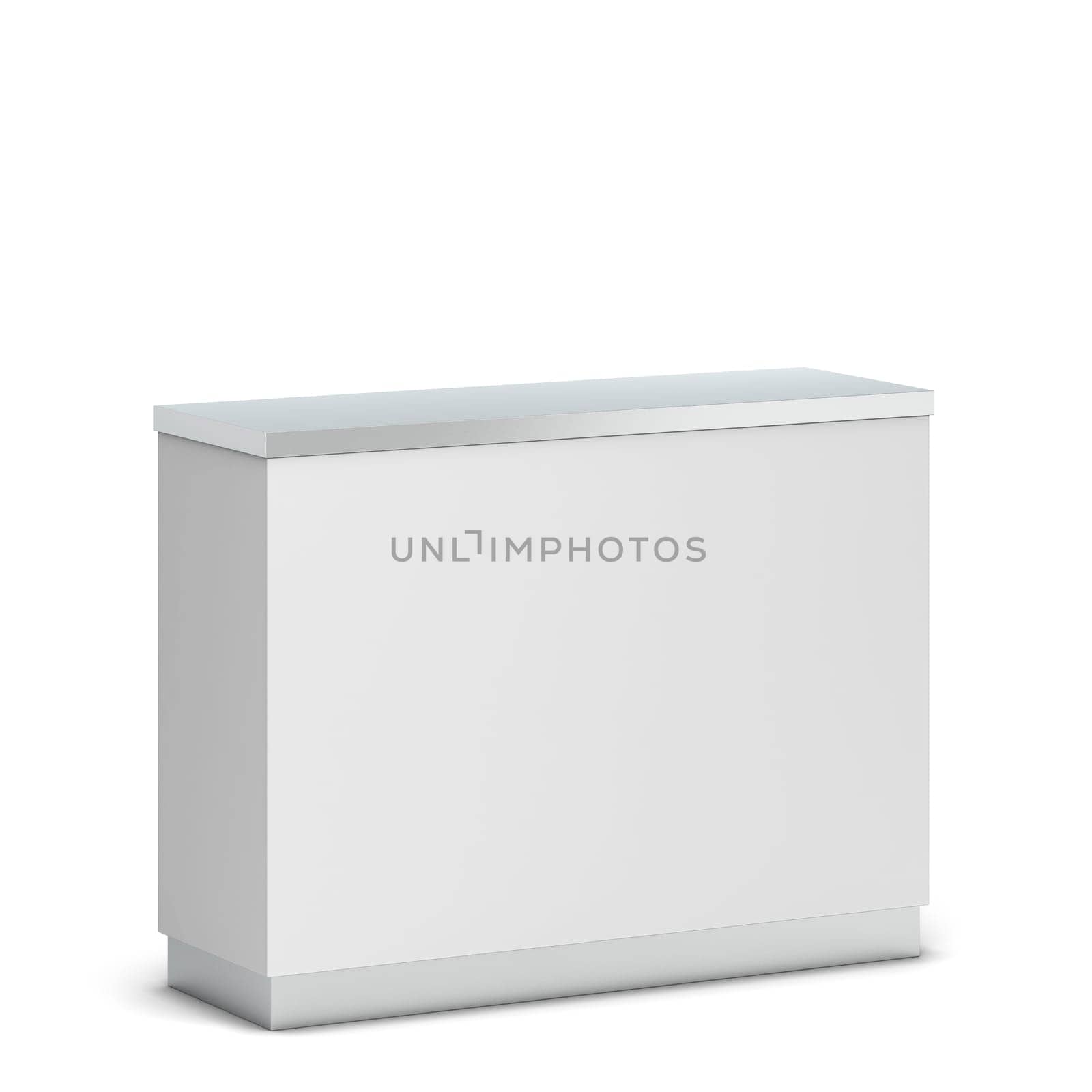 Blank counter stand mockup. 3d illustration isolated on white background