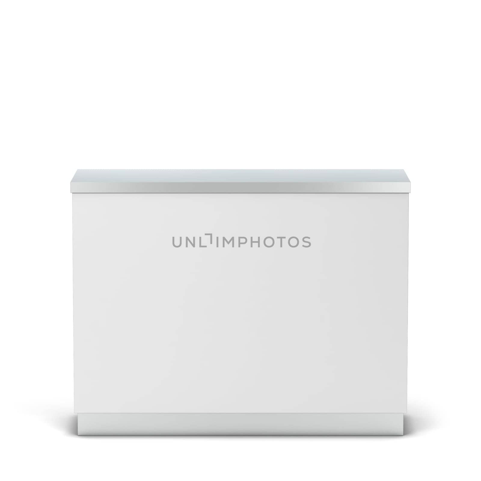 Blank counter stand mockup. 3d illustration isolated on white background