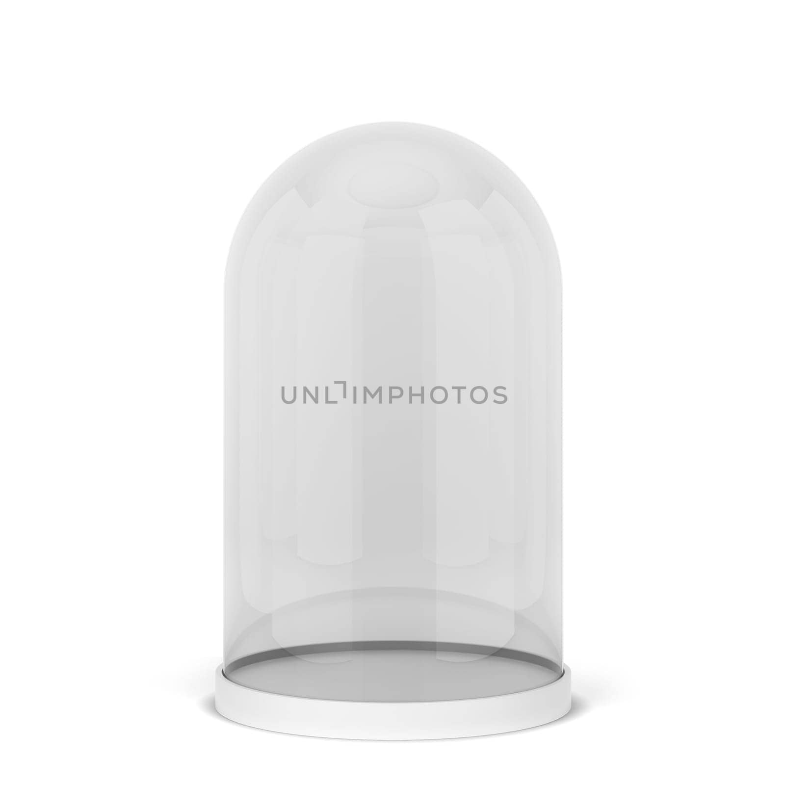 Glass dome on a stand. 3d illustration isolated on white background